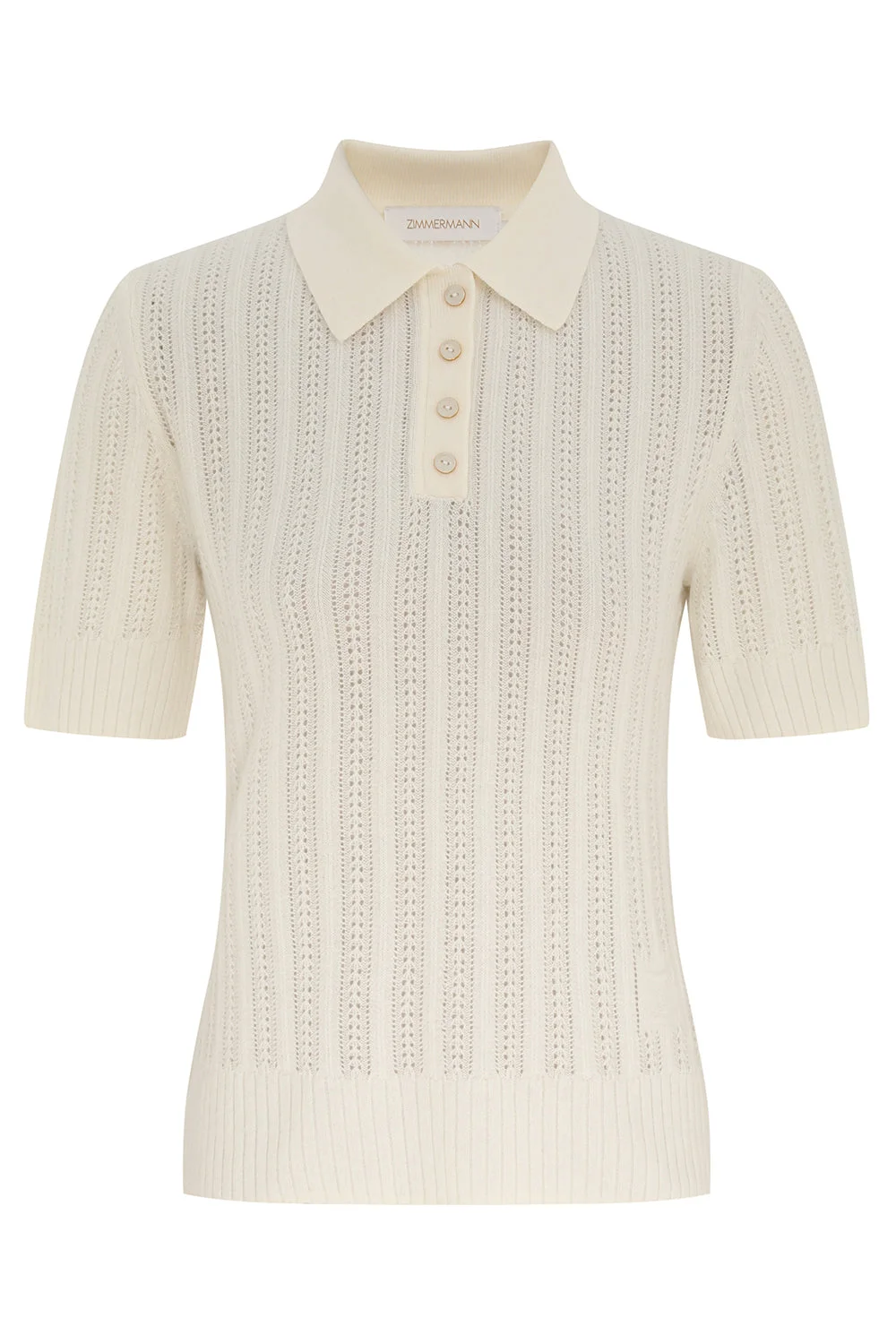 Short Sleeve Rib Knit Polo - 1