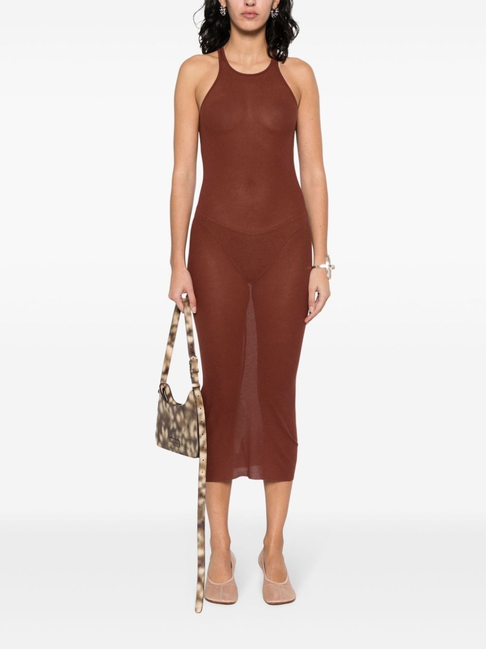 sleeveless ribbed dress - 2