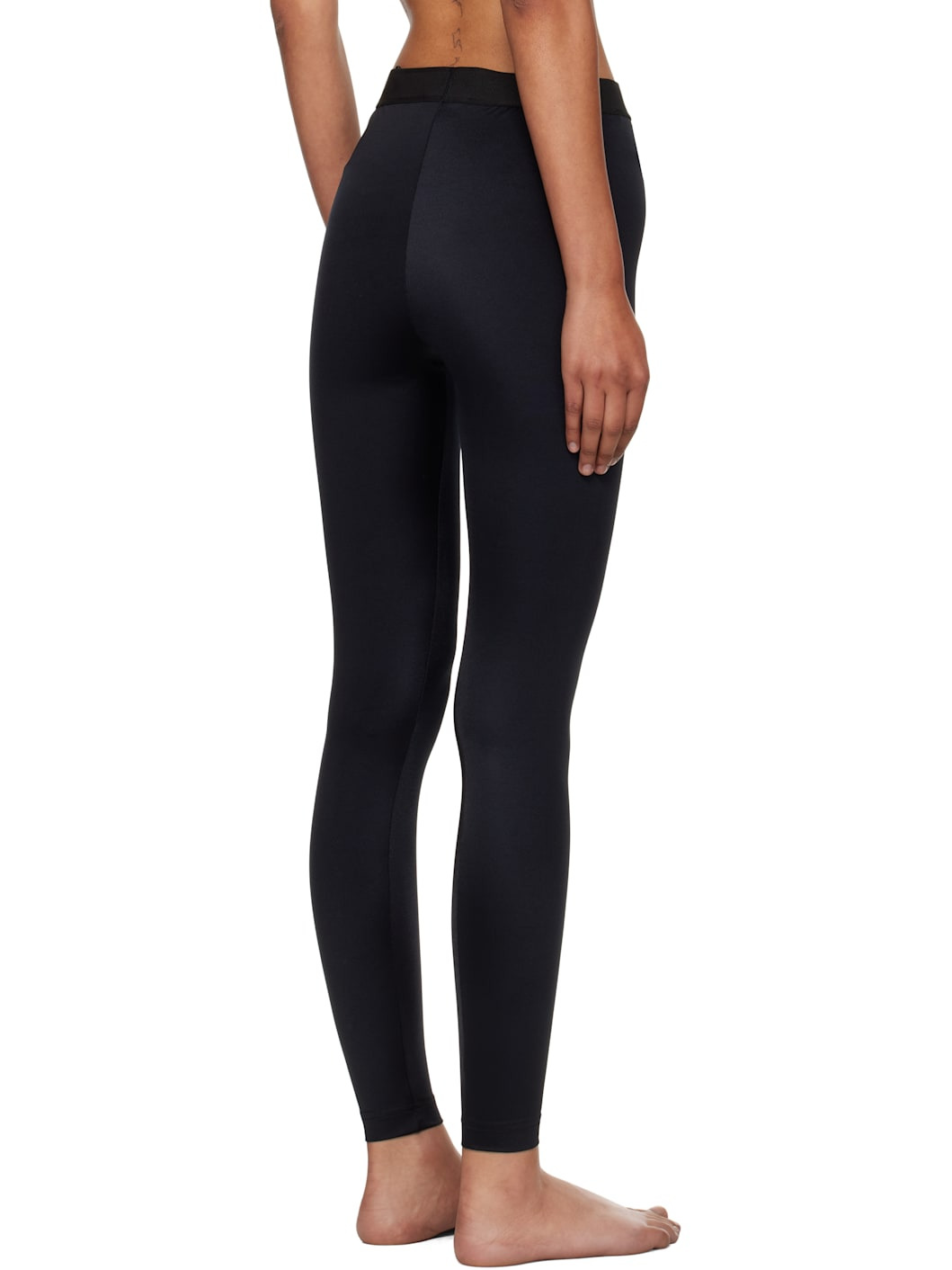 Black Lustrous Jersey Signature Leggings - 3