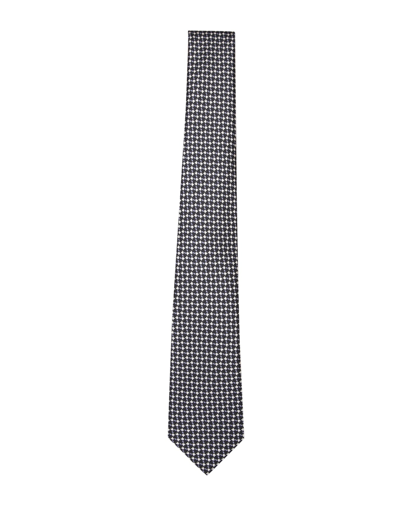 Woven Print Silk Tie In Black - 1