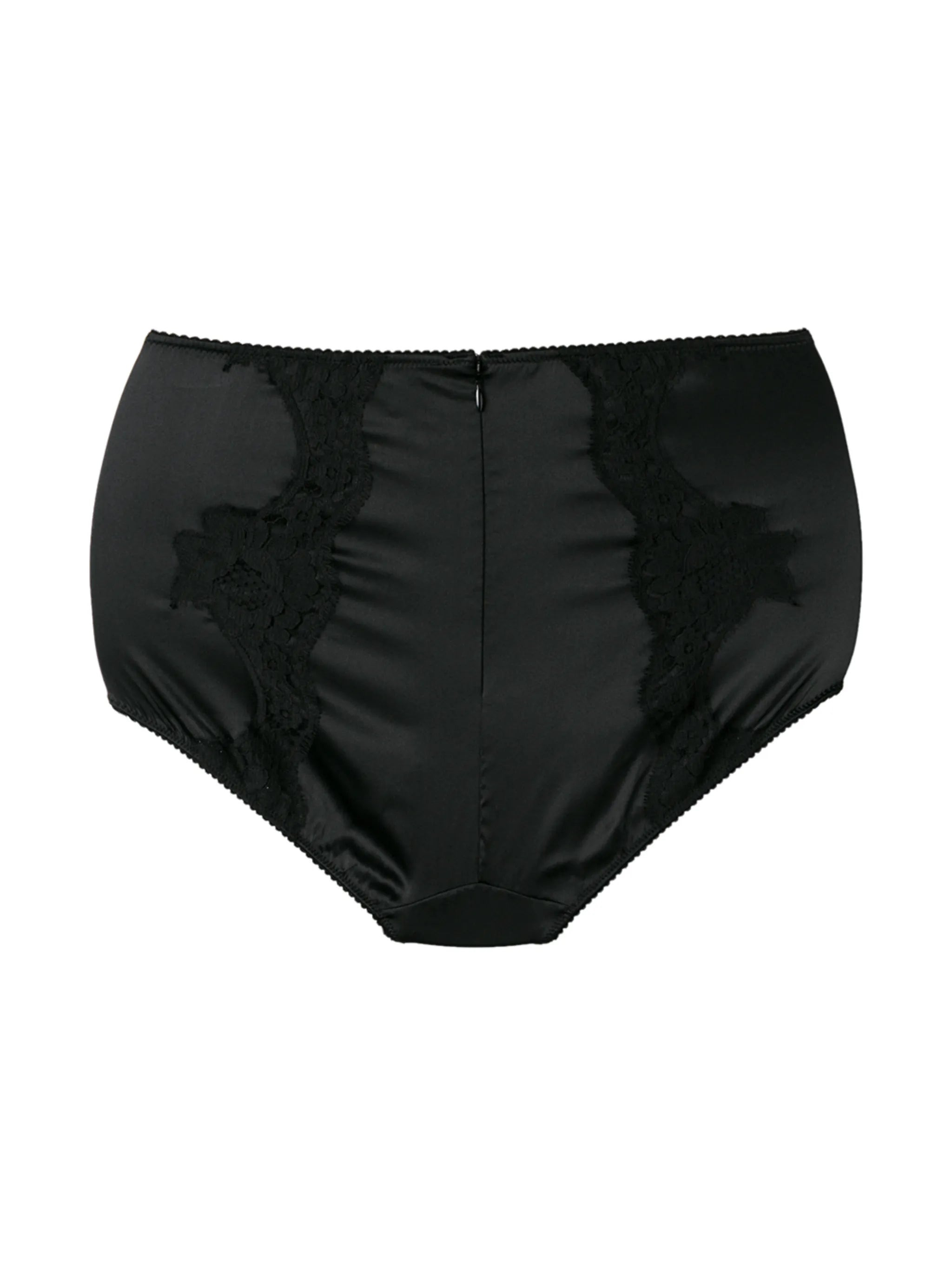 high-waisted lace-detail satin briefs - 2