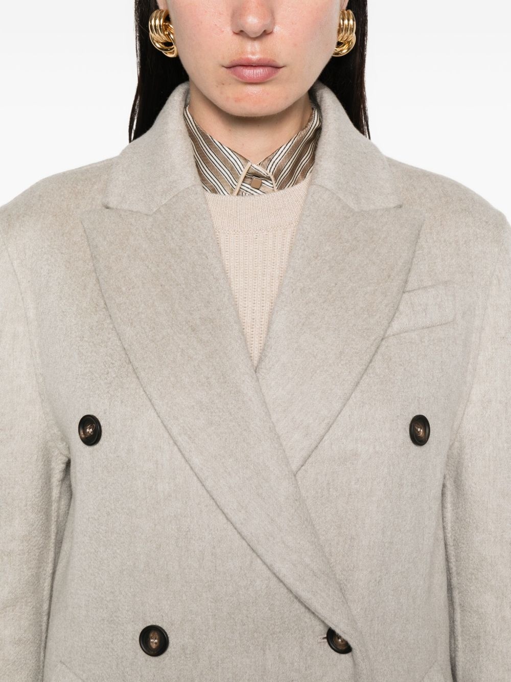 double-breasted cashmere coat - 5