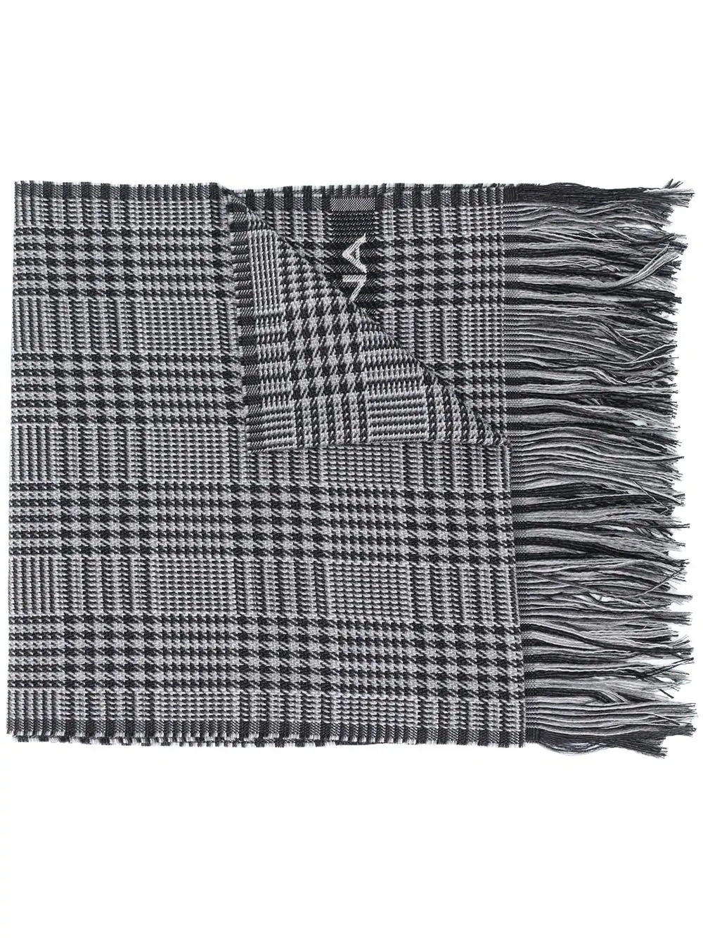 wool check scarf with logo - 1