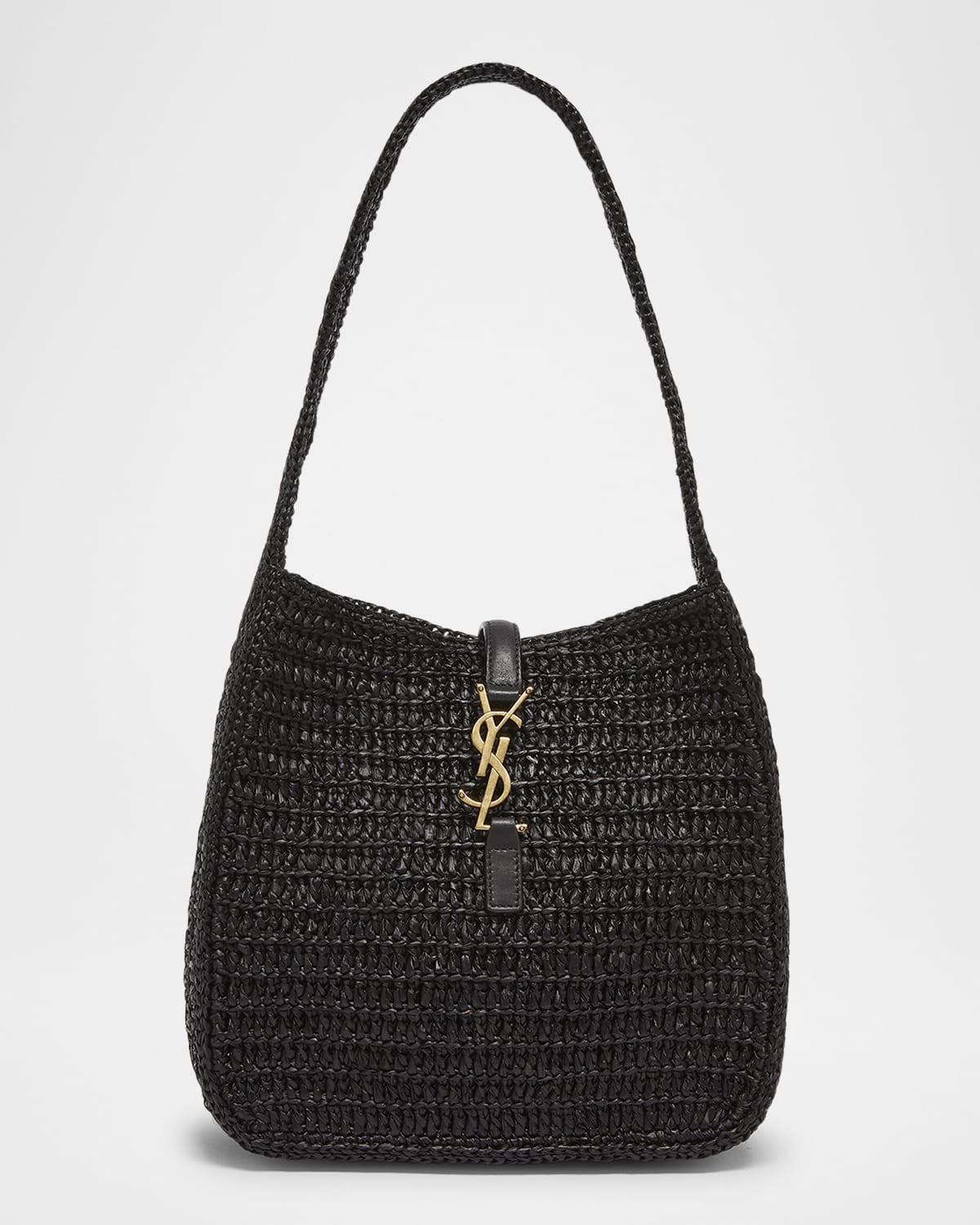 ★関税込★ SAINT LAURENT YSL le 5 a 7 ミニ ラフィアバッグ Saint Laurent Le 5 A 7 Small YSL Hobo Bag in Raffia and