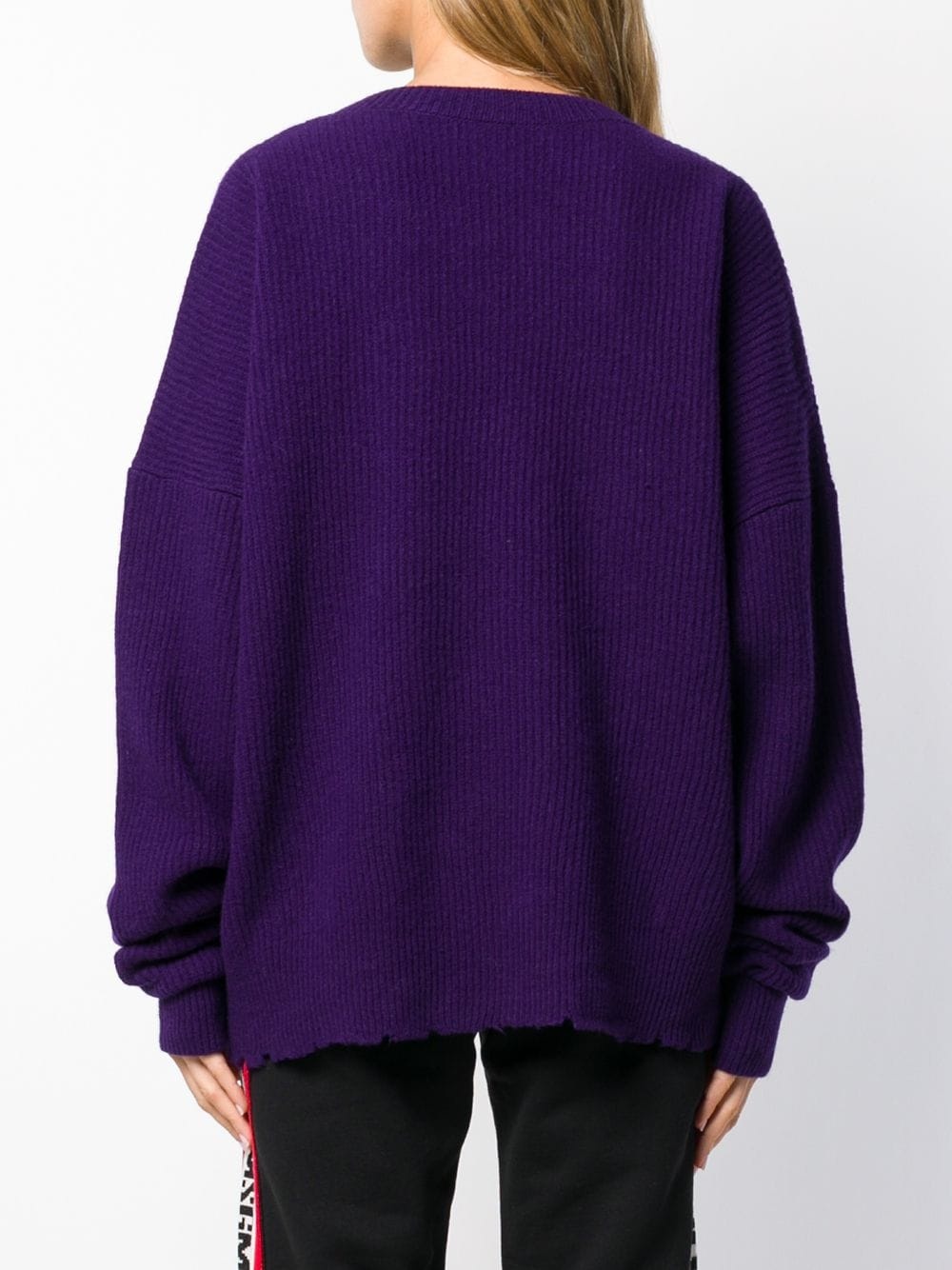 oversized distressed crew-neck sweater - 4