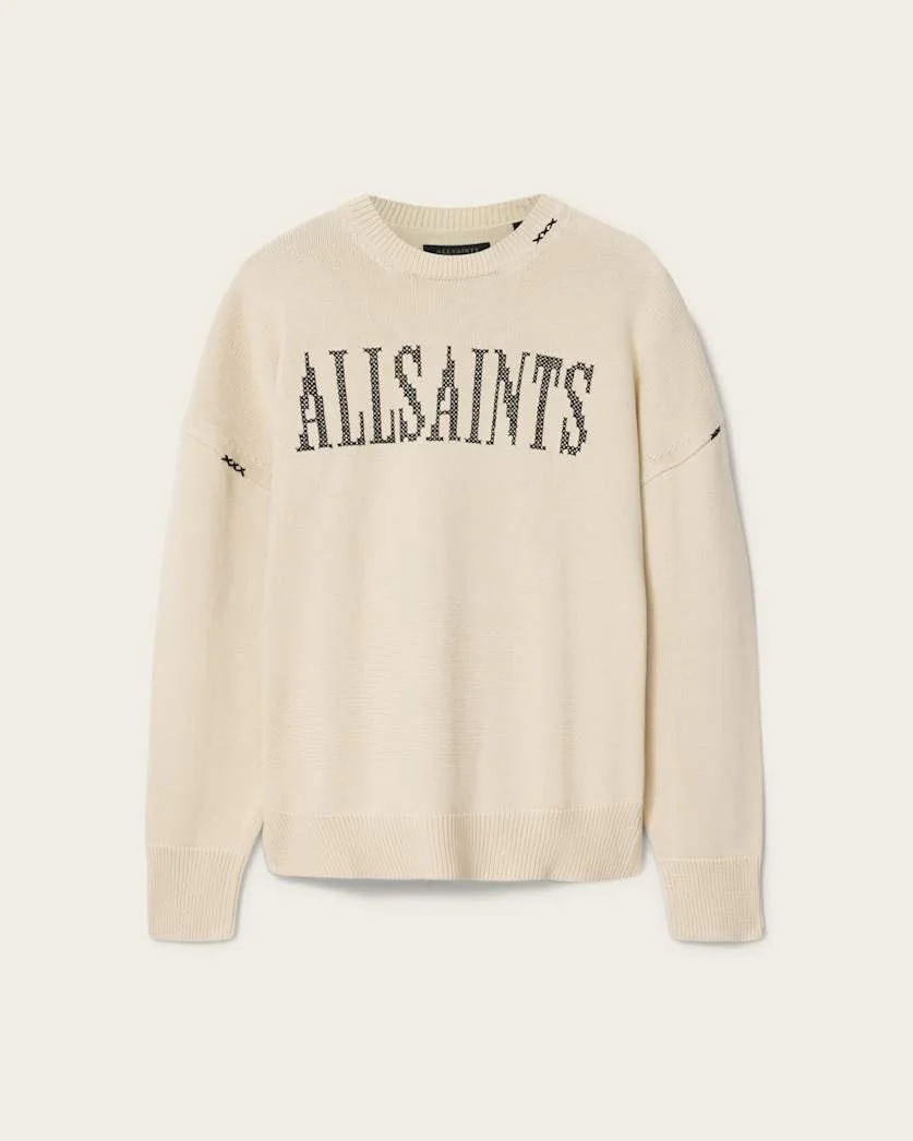 CROSSED OVERSIZED CREW NECK EMBROIDERED SWEATER - 1