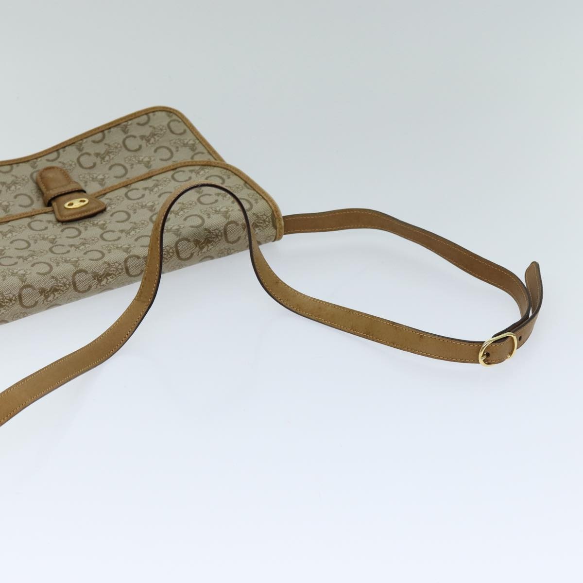 CELINE C Macadam Canvas Shoulder Bag Beige - 7