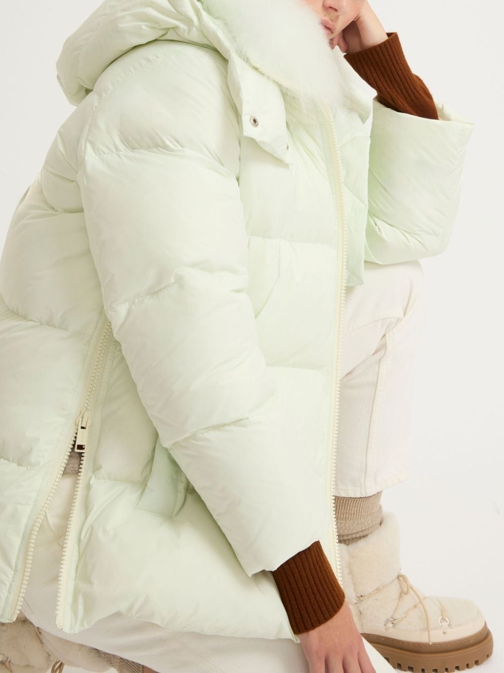 shearling-trimmed down jacket - 5