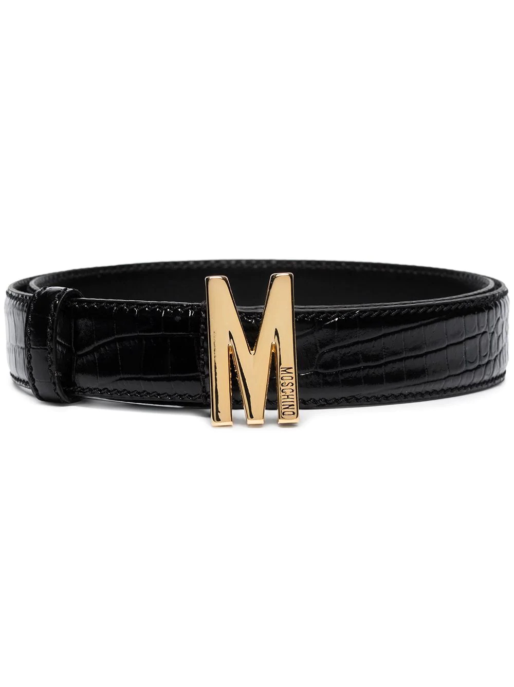 M buckle crocodile-effect belt - 1