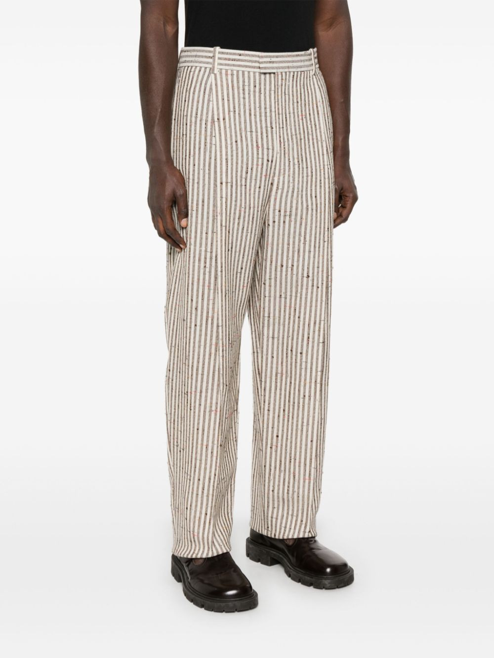 Bottega Veneta Men Knotted Viscose Silk Stripe Pants - 5