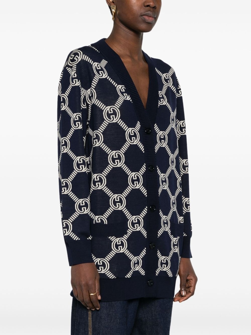 GG-jacquard reversible cardigan - 3