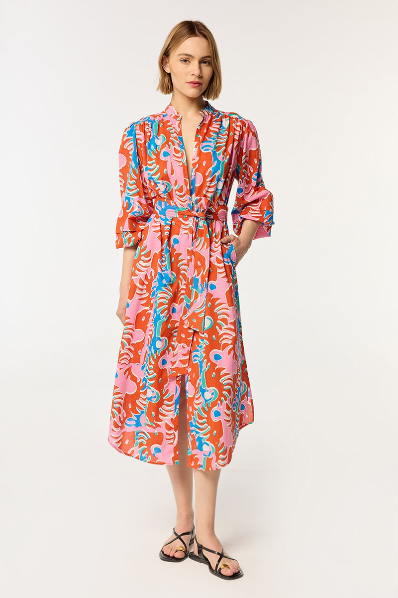 Long Dress Cathy - Red Geo Afro - 1