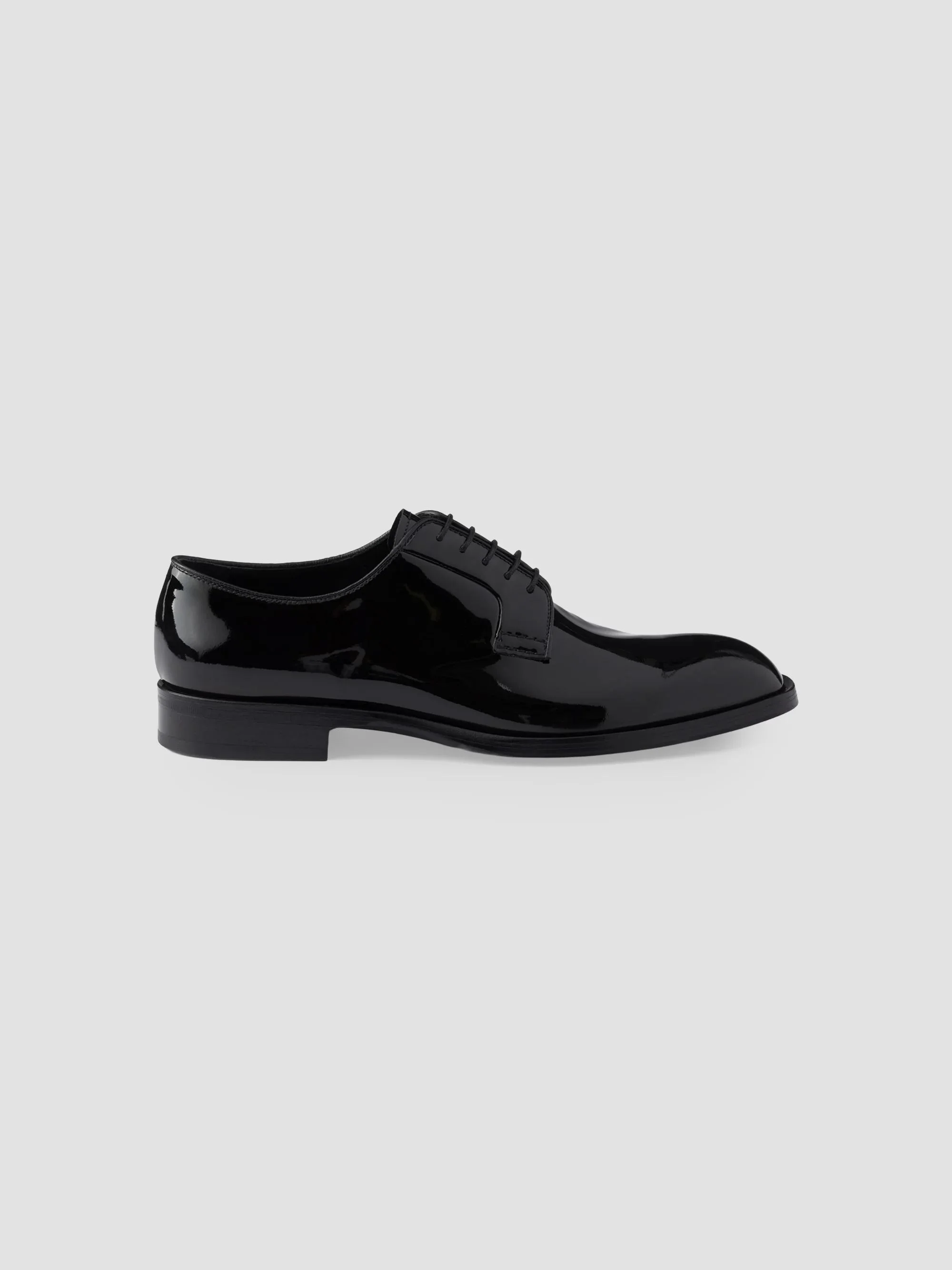 Men's Patent Leather Lace-up Shoes - Black - 1