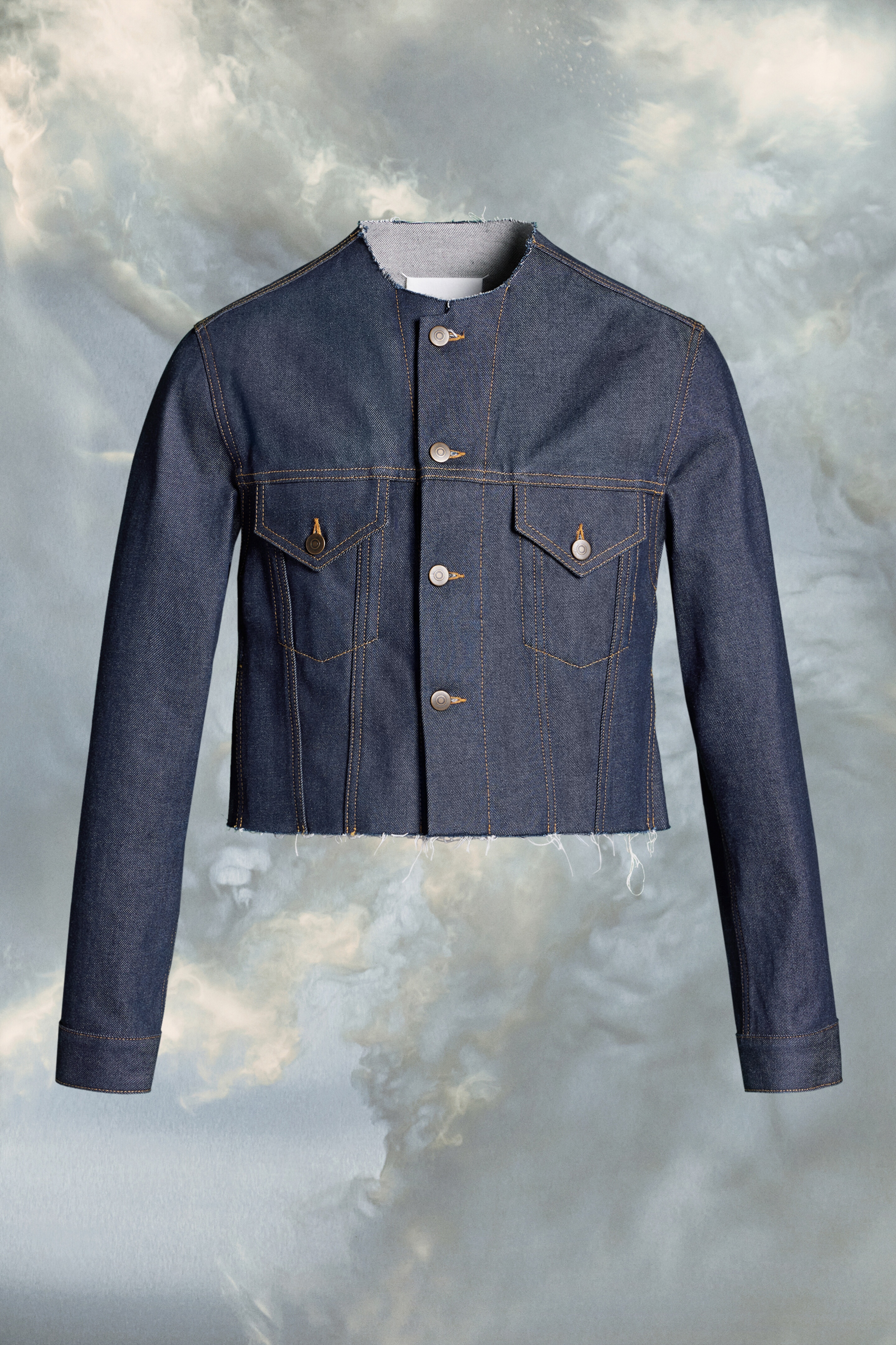 Collarless denim jacket - 2