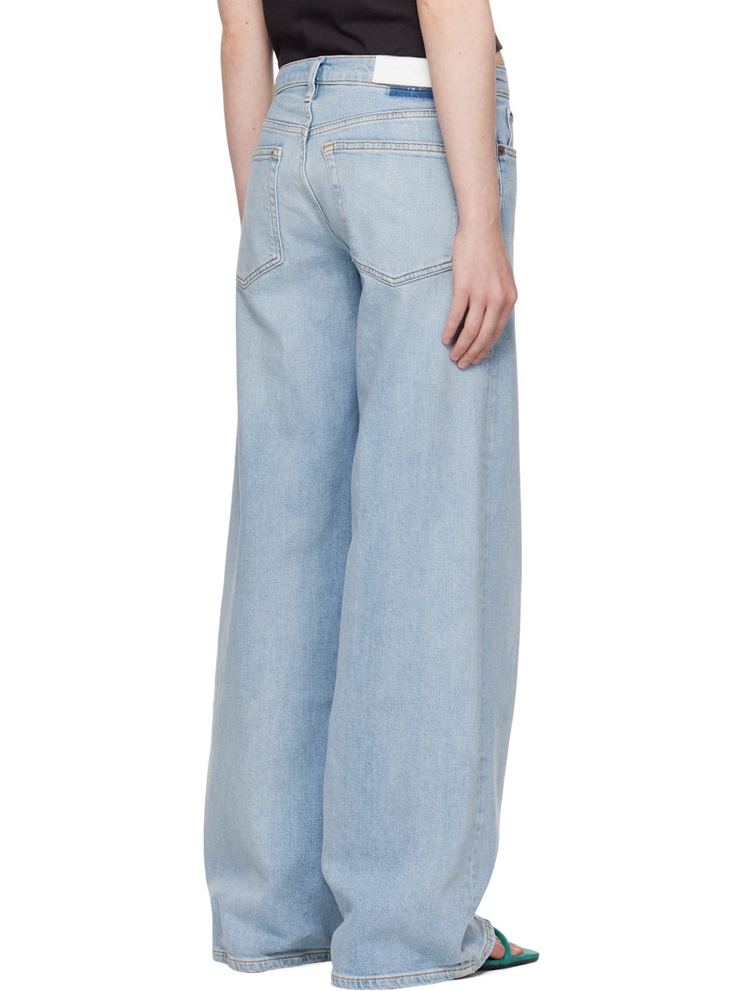 Blue Comfort Mid Rise Wide Leg Jeans - 3
