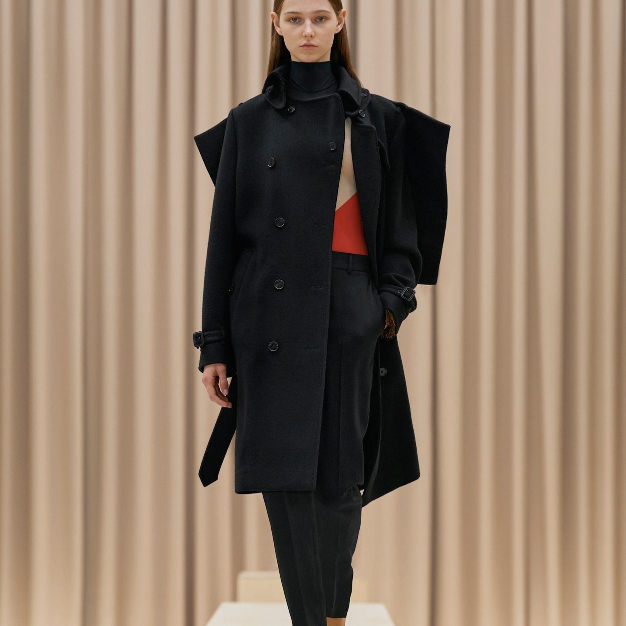Panel Detail Cashmere Wool Blend Trench Coat - 8