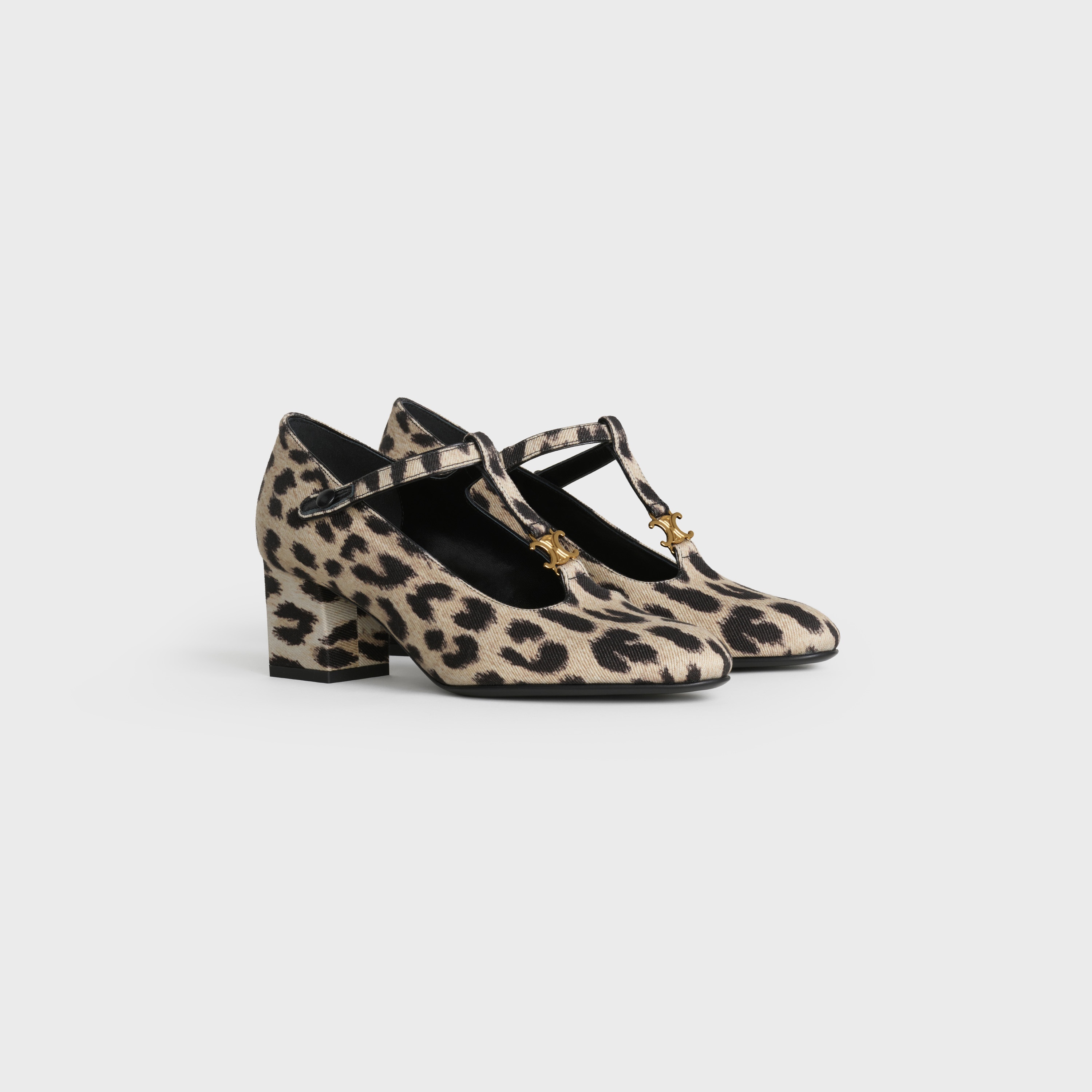 CELINE BABIES T-BAR PUMP IN LEOPARD PRINTED FABRIC AND KIDSKIN - 2