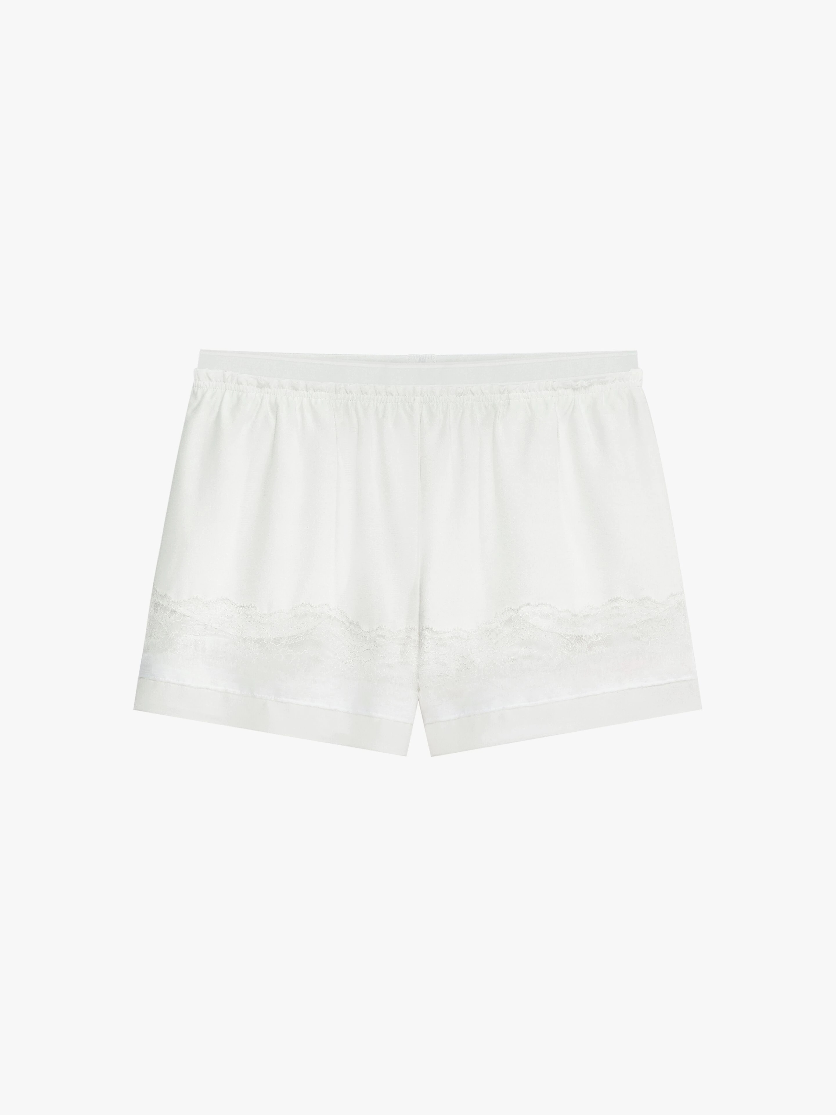 SHORTS IN SILK WITH LACE DETAILS - 1