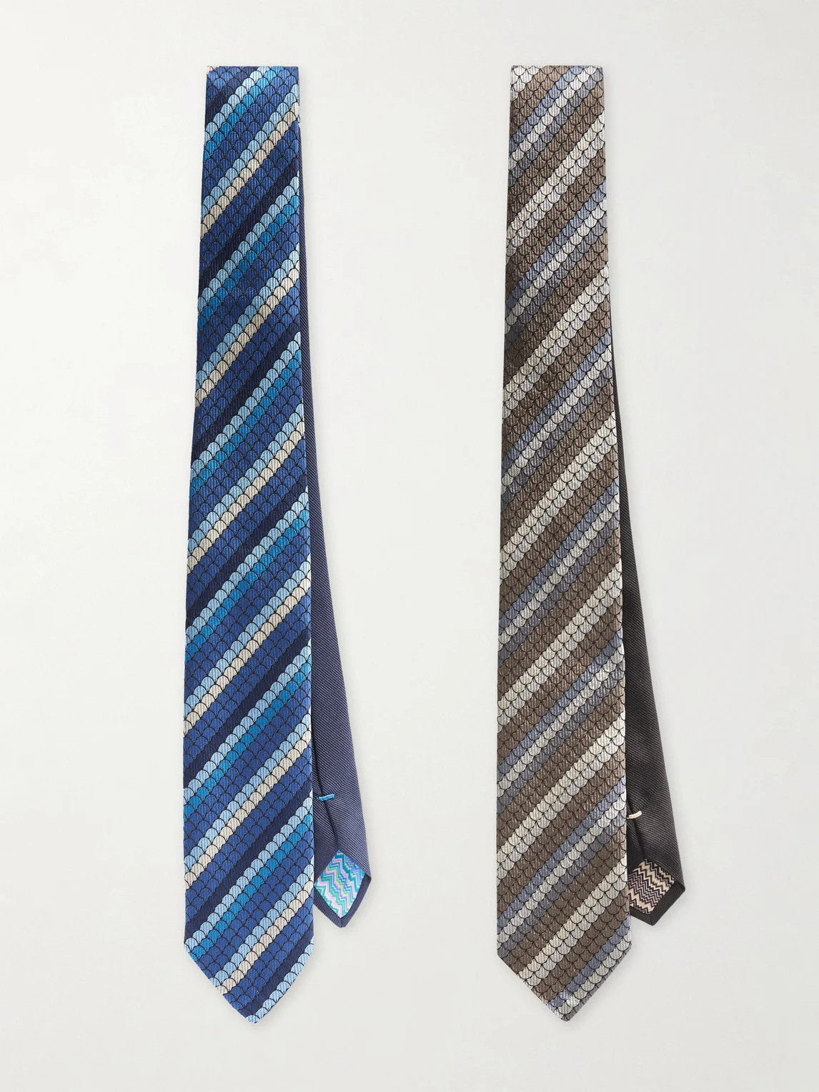 Set of Two 7cm Striped Silk Ties - 1