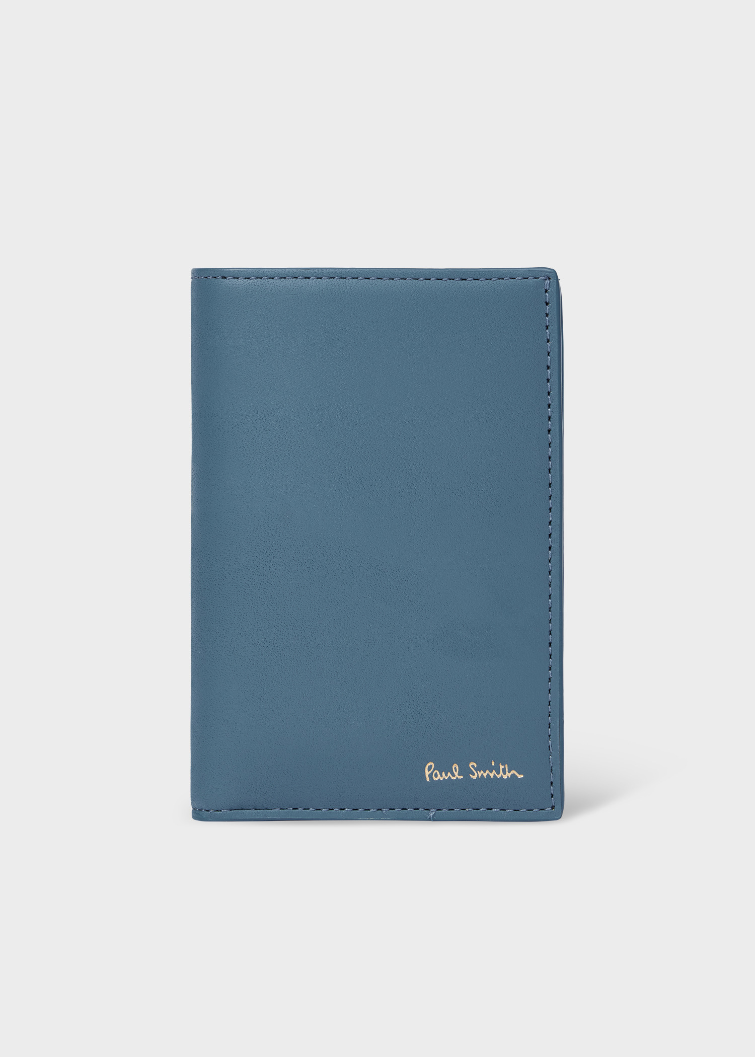 Dark Blue Leather 'Signature Stripe' Credit Card Case - 1