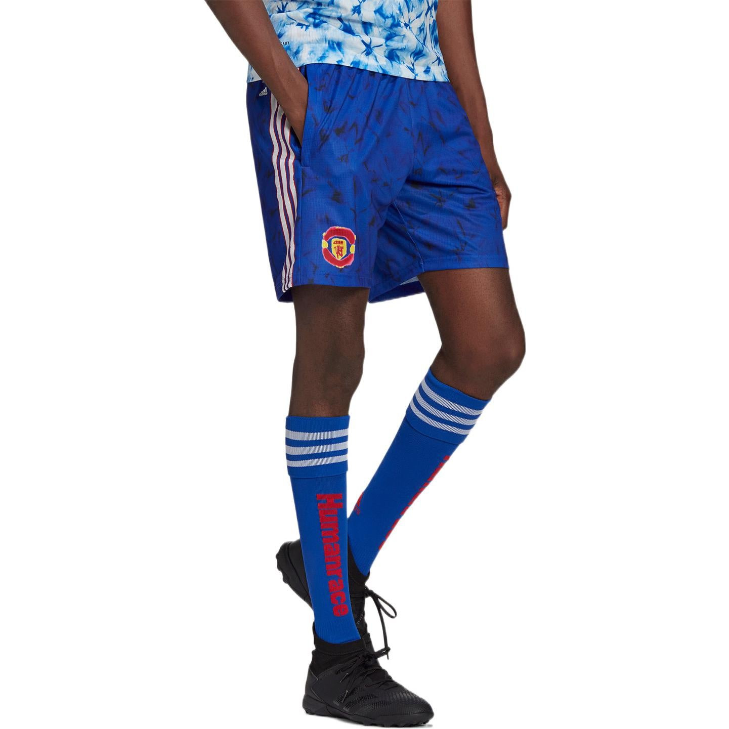 adidas Stripe Full Print Sports Soccer/Football Shorts Blue GJ9085 - 2