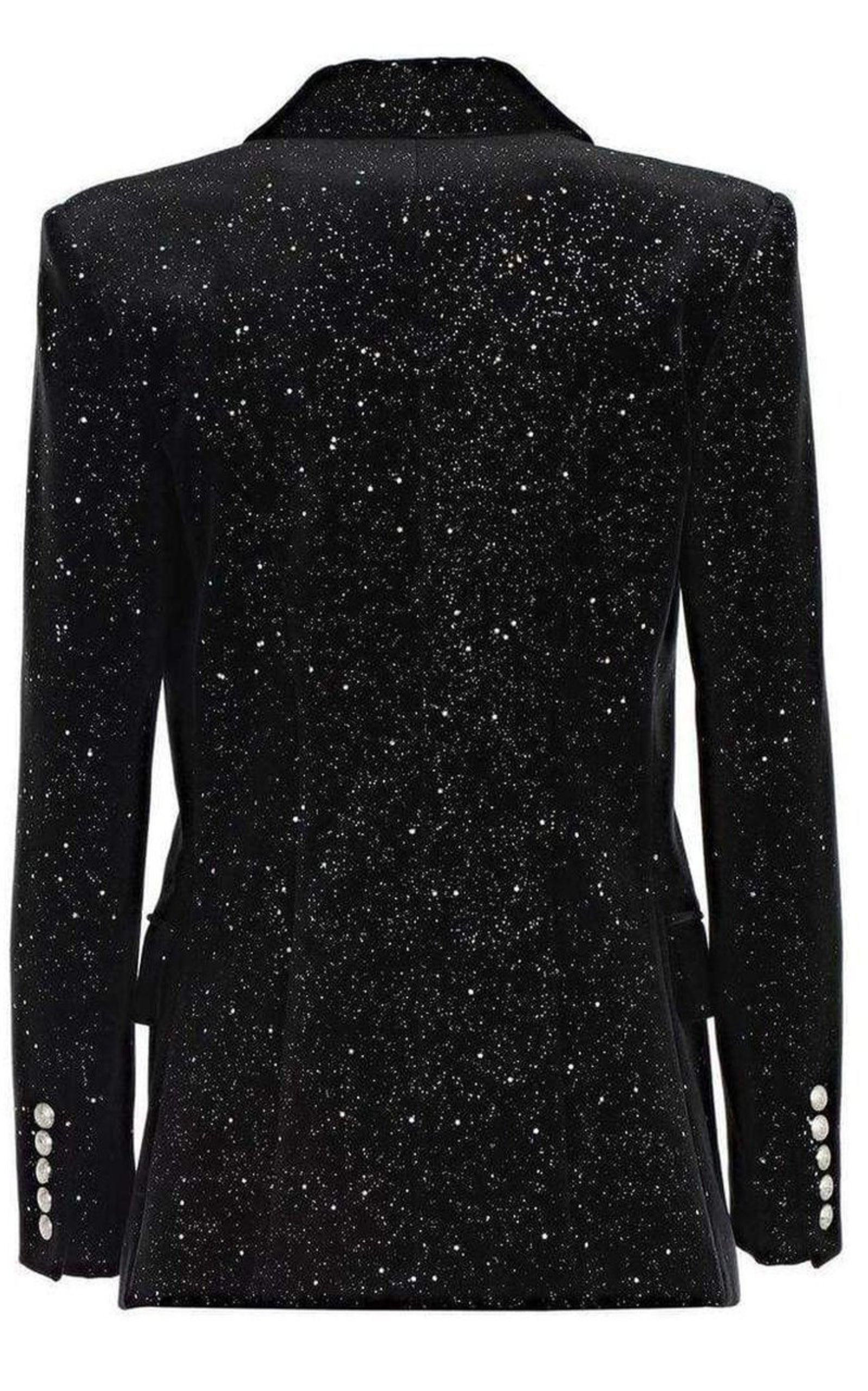 Glittered Velvet Double Breasted Blazer - 5