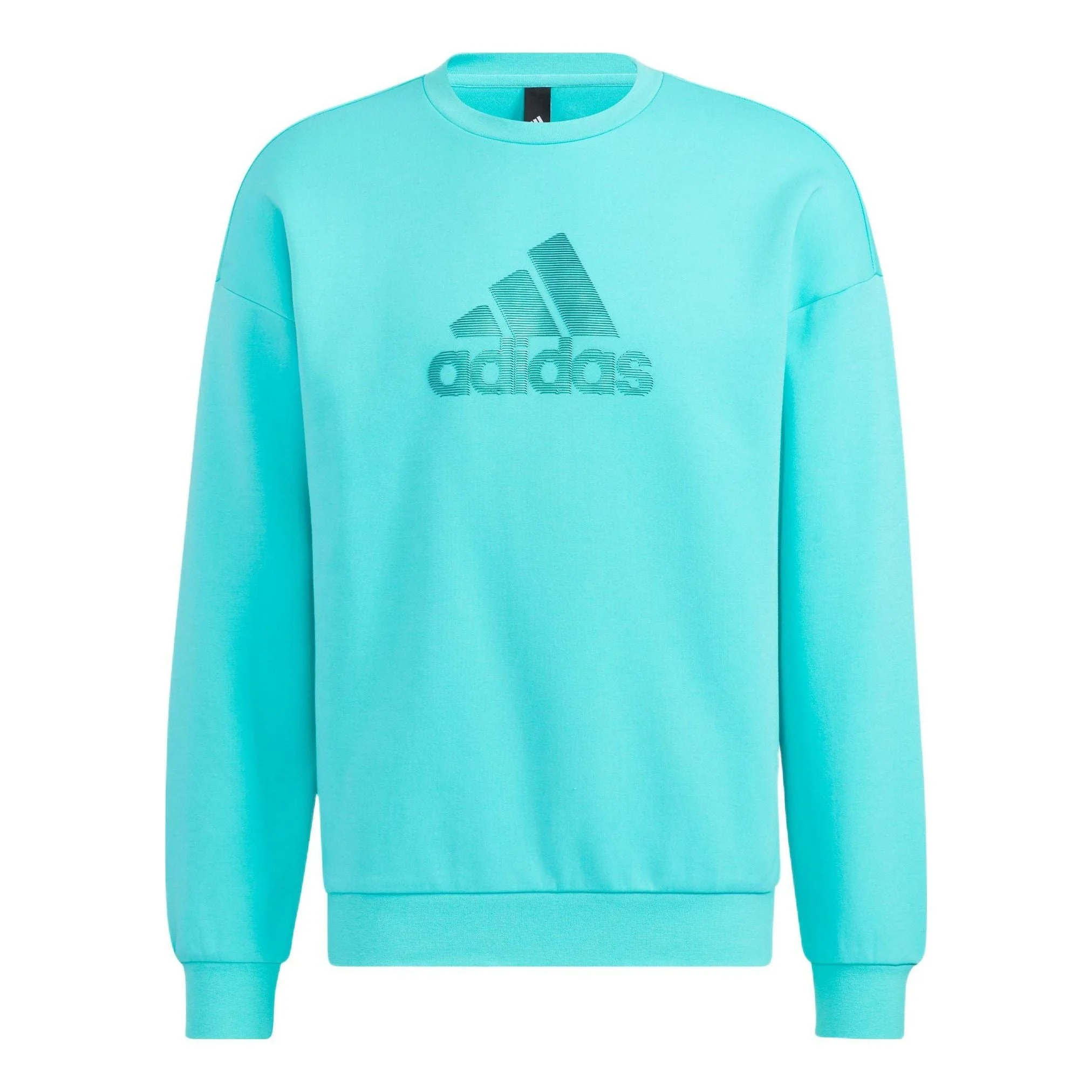 Men's adidas Logo Printing Pattern Pullover Round Neck Long Sleeves Blue HM2983 - 1