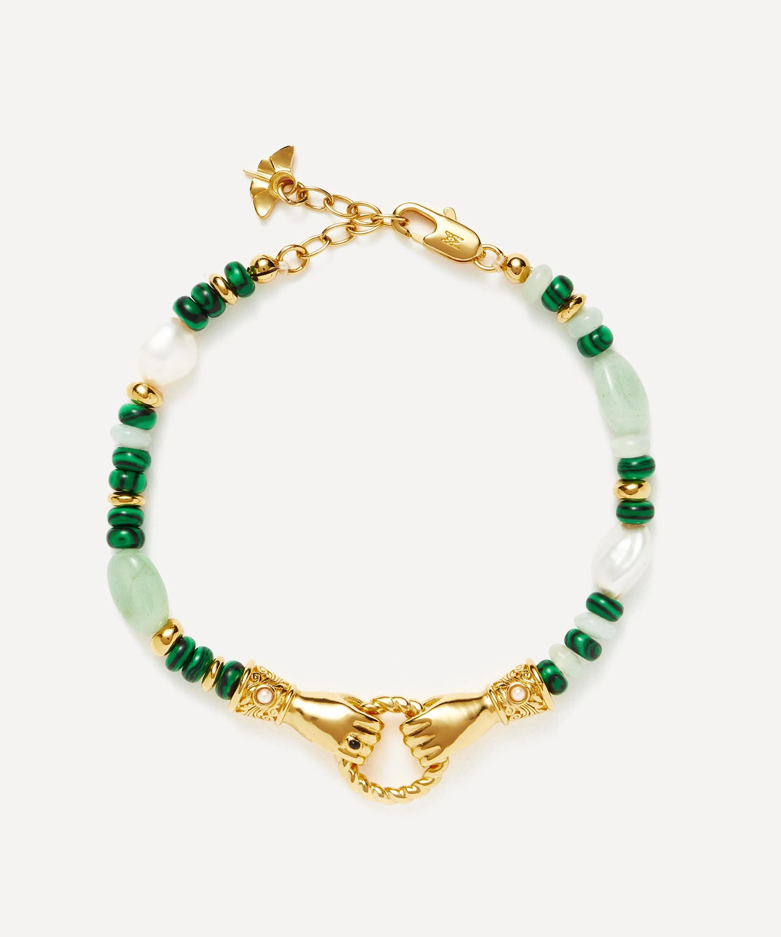 18ct Gold-Plated Harris Reed In Good Hands Beaded Gemstone Bracelet - 1