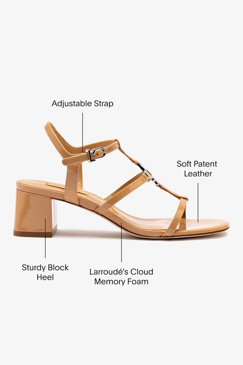 Hana Block In Tan Patent Leather 6