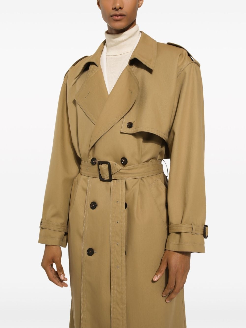 belted double-breasted coat - 5