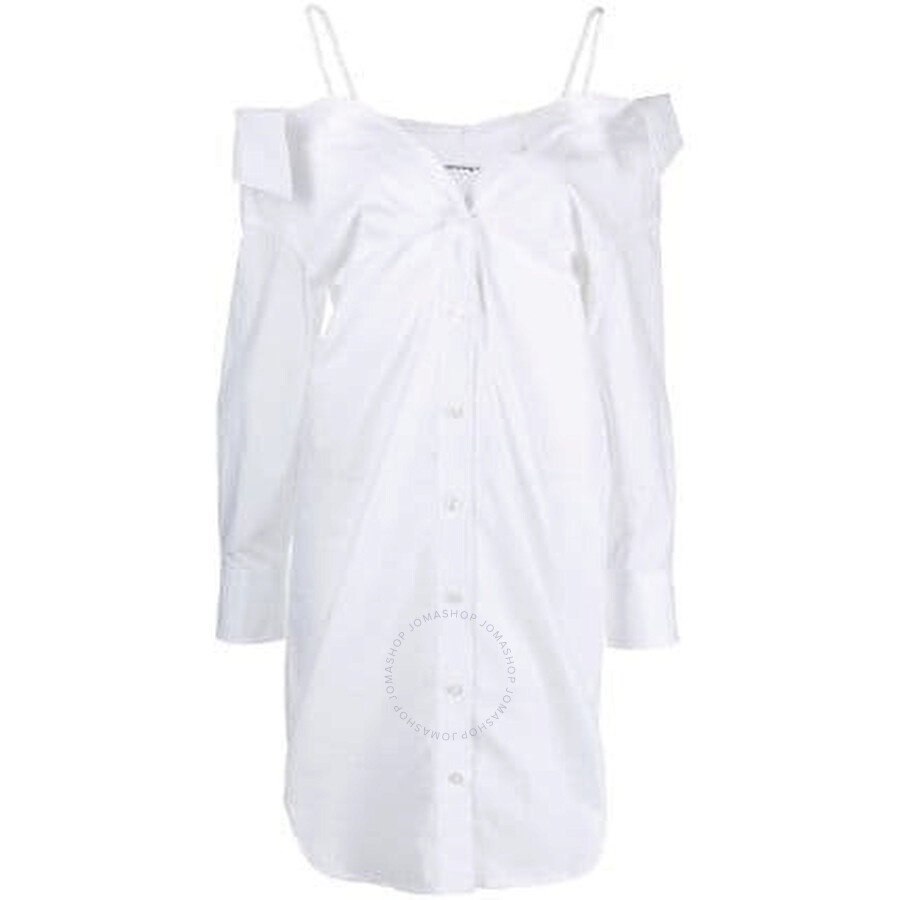 T by Alexander Wang Ladies Bright White Off-Shoulder Shirt Dress - 1