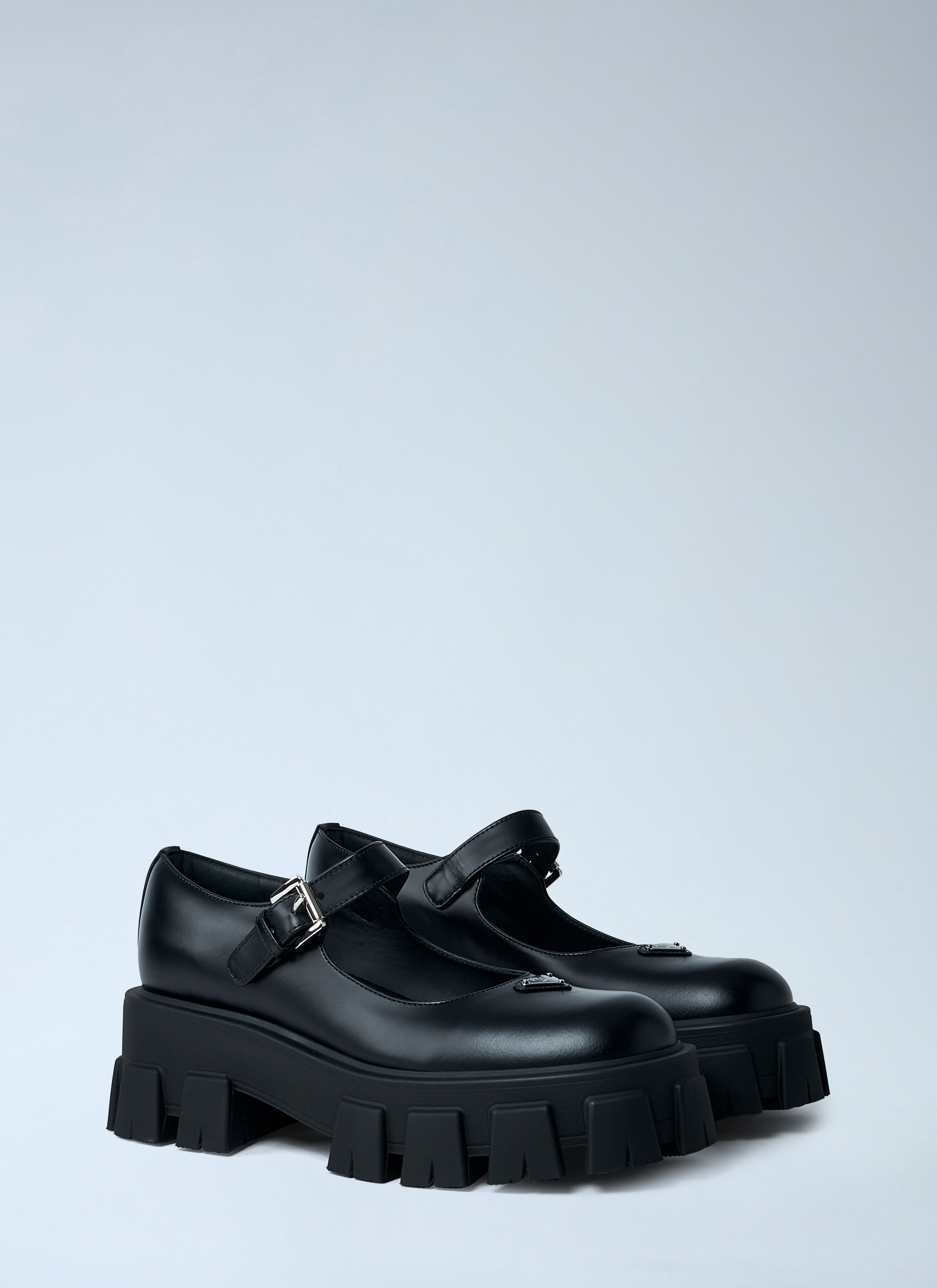 Leather Logo Plaque Platform Flats - 2