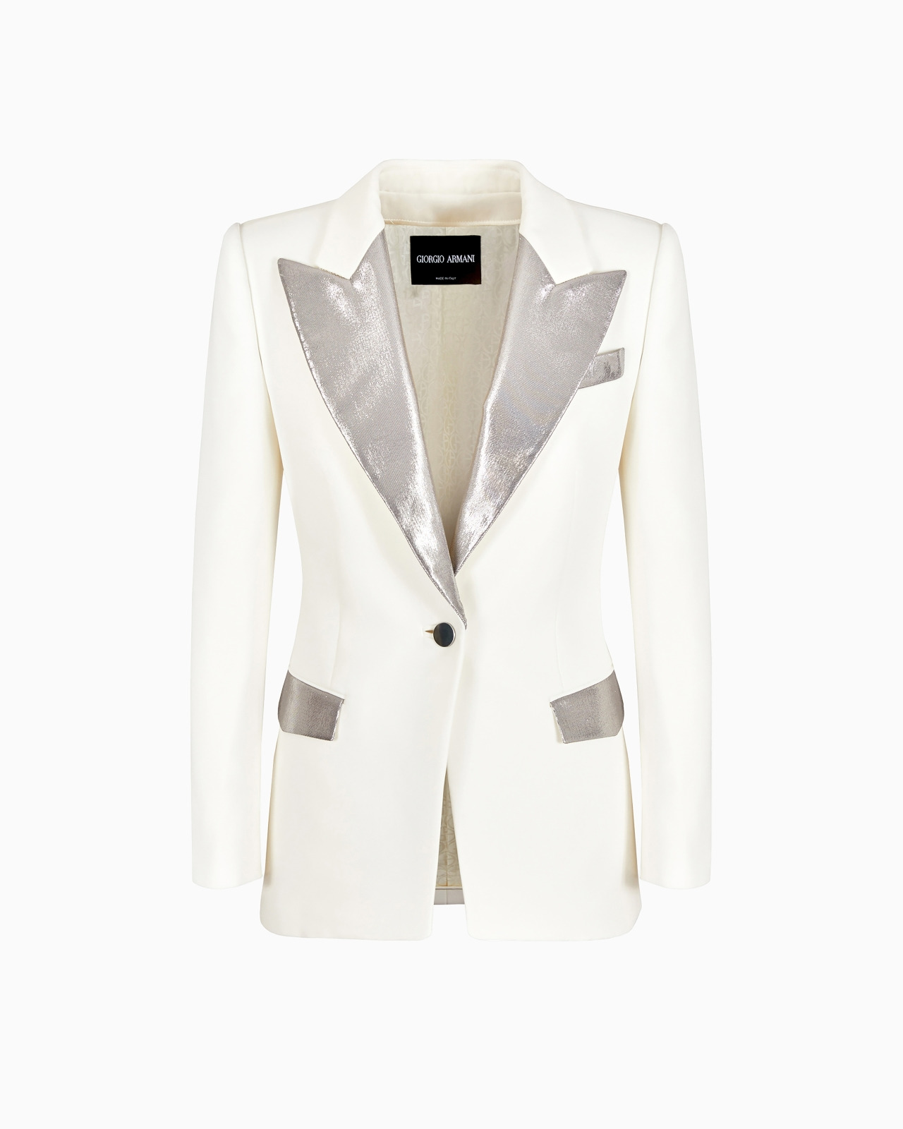 Long single-breasted jacket in silk cady - 1