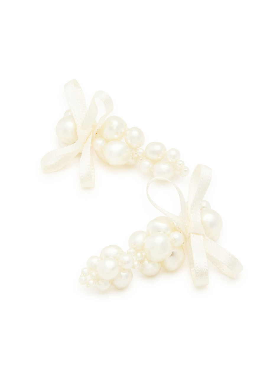 Simone Rocha Petite Bow Faux Pearl-embellished Earrings - 3
