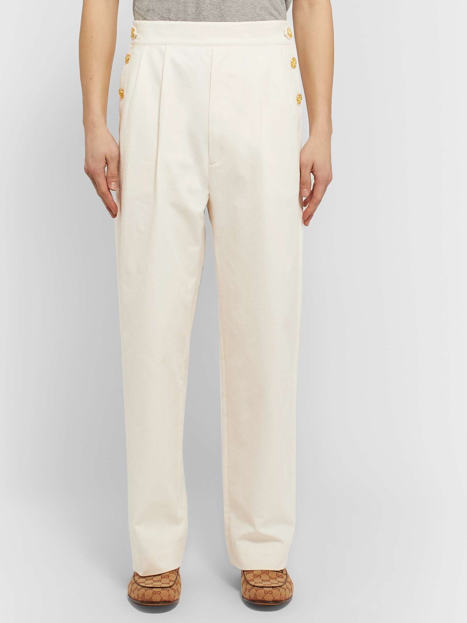 Plaster Pleated Slub-Cotton Trousers - 4