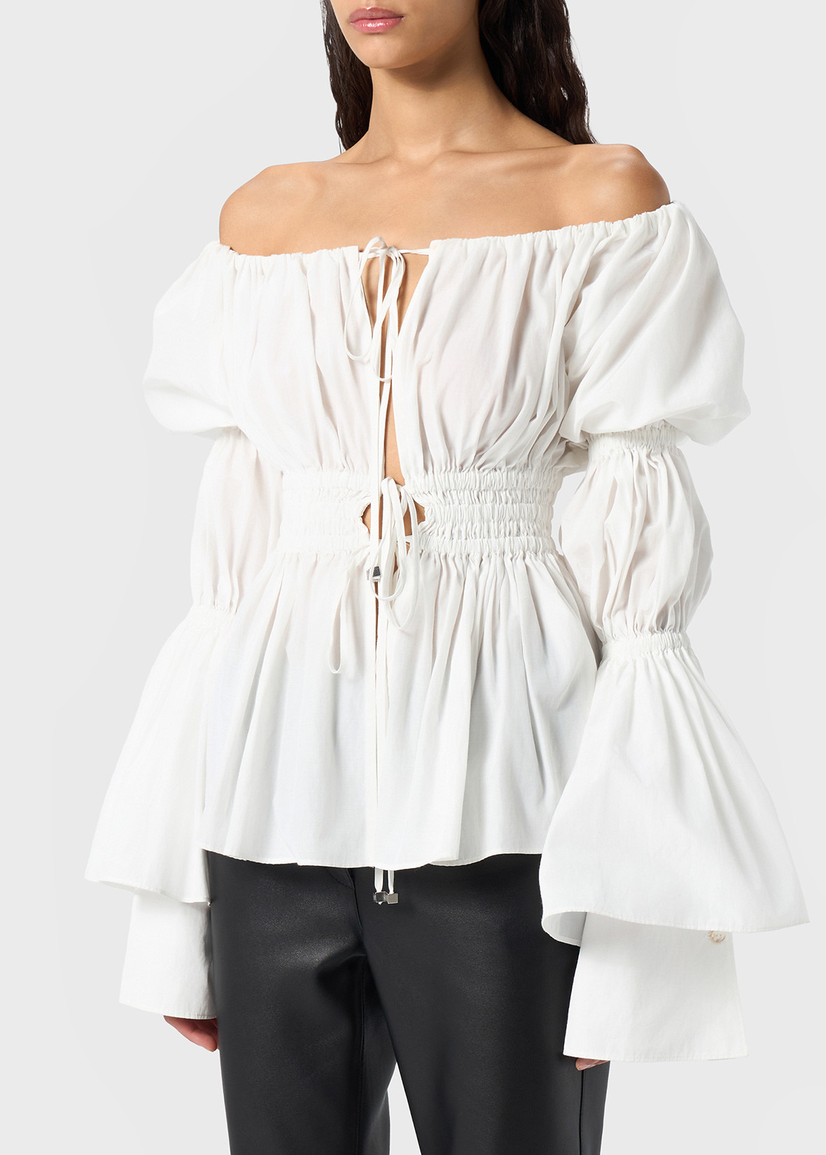 TECHNICAL FABRIC SHIRT WITH GATHERING - 5