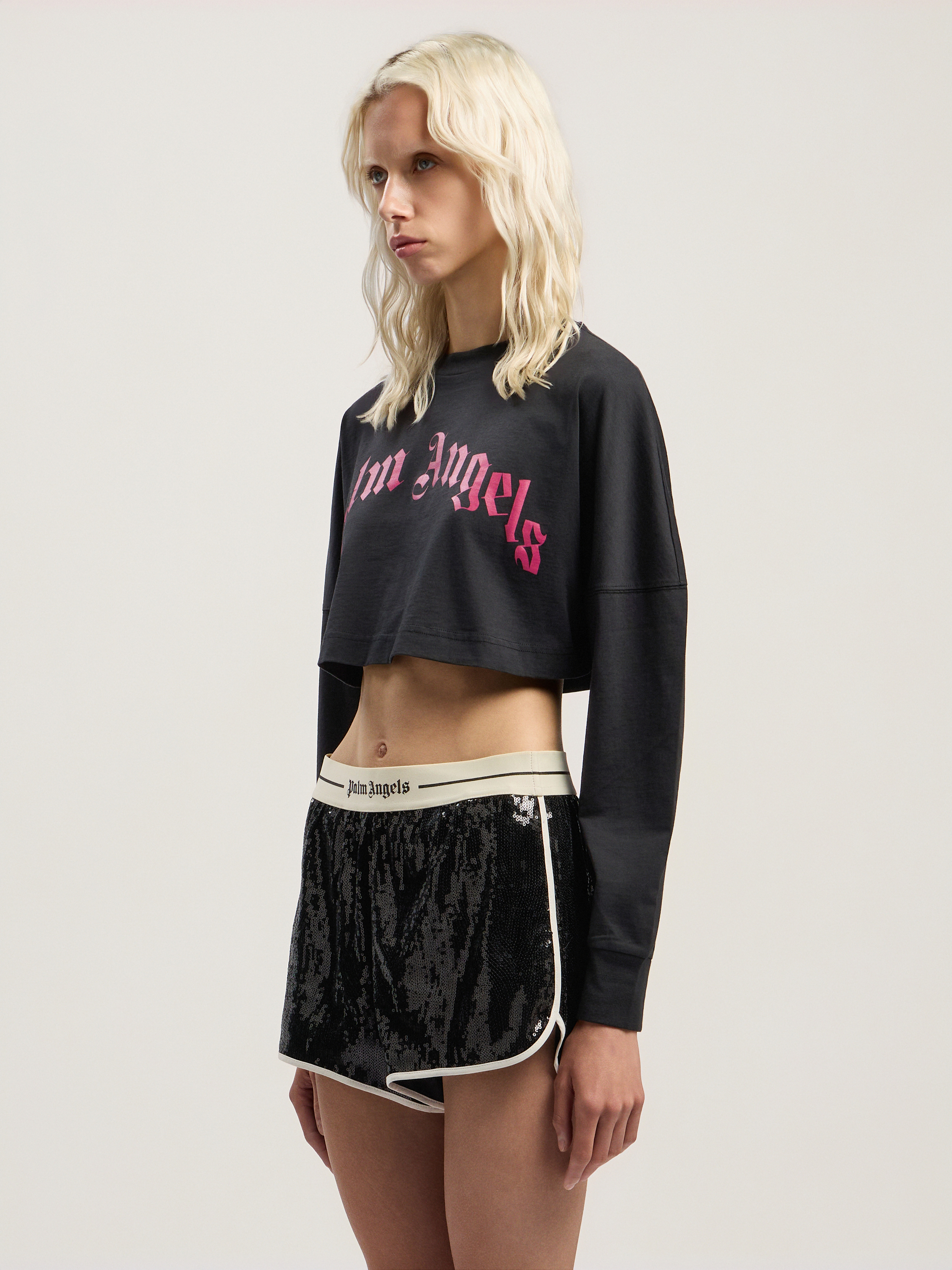 Curved Logo Crop Long Sleeve - 3