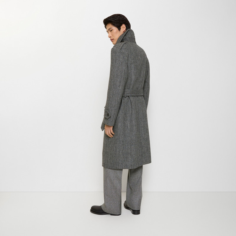Long Herringbone Wool Trench Coat 5