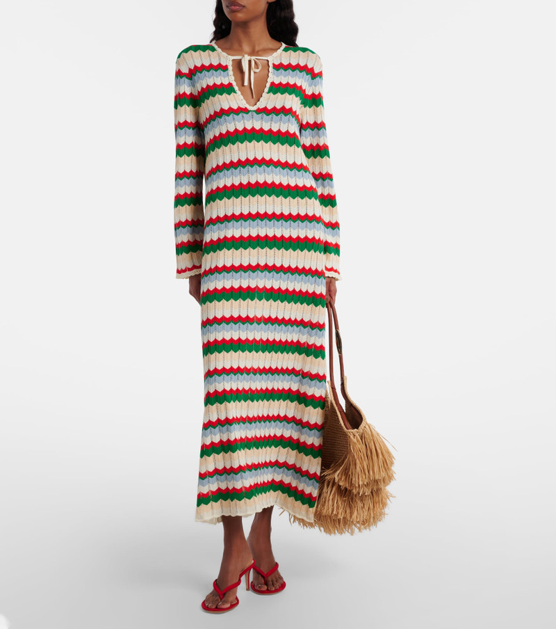 RIXO Lucila knitted chevron cotton midi dress outlook
