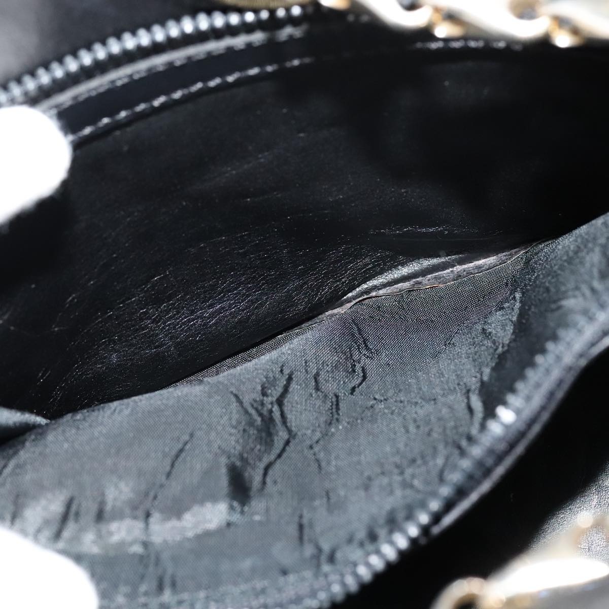 CELINE Chain Shoulder Bag Leather Black Gold - 11