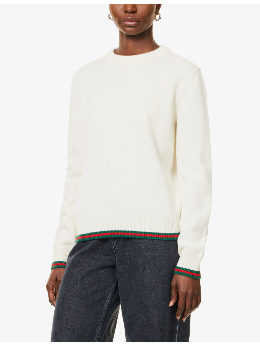 Regular-fit striped-trim wool-cashmere blend knit jumper - 3