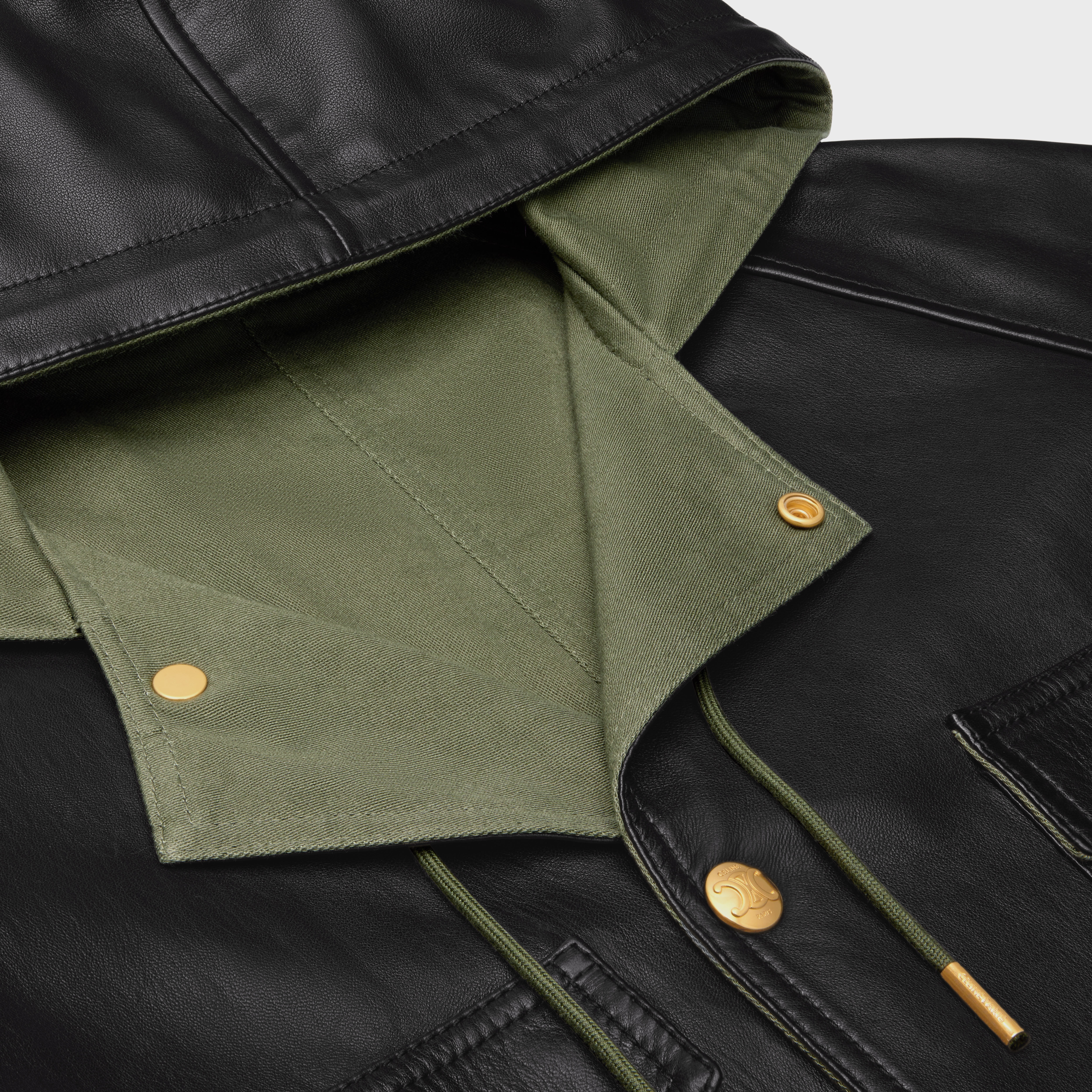 oversized parka in plongé lambskin - 3