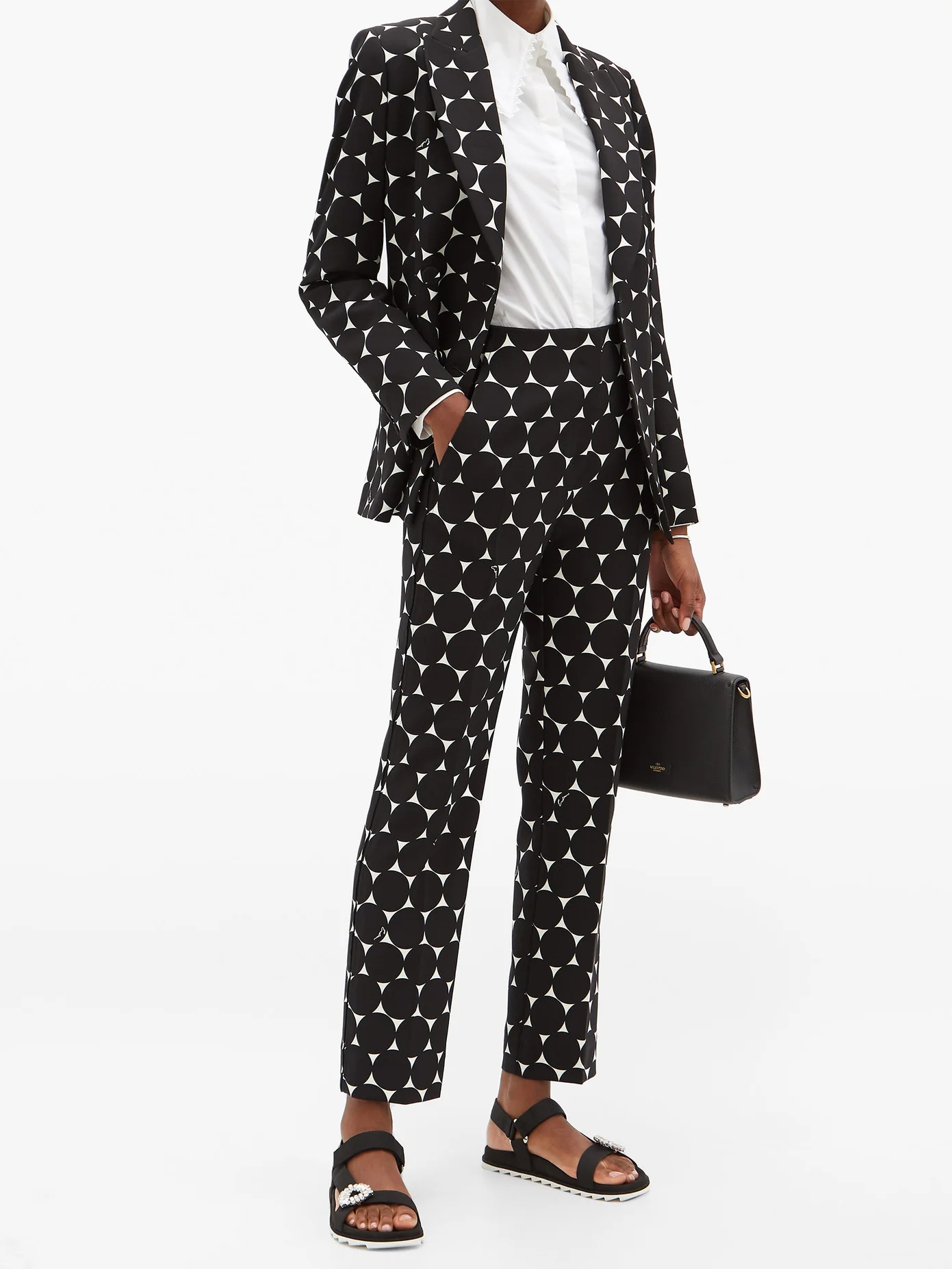 Pansy dotted crepe cigarette trousers - 2