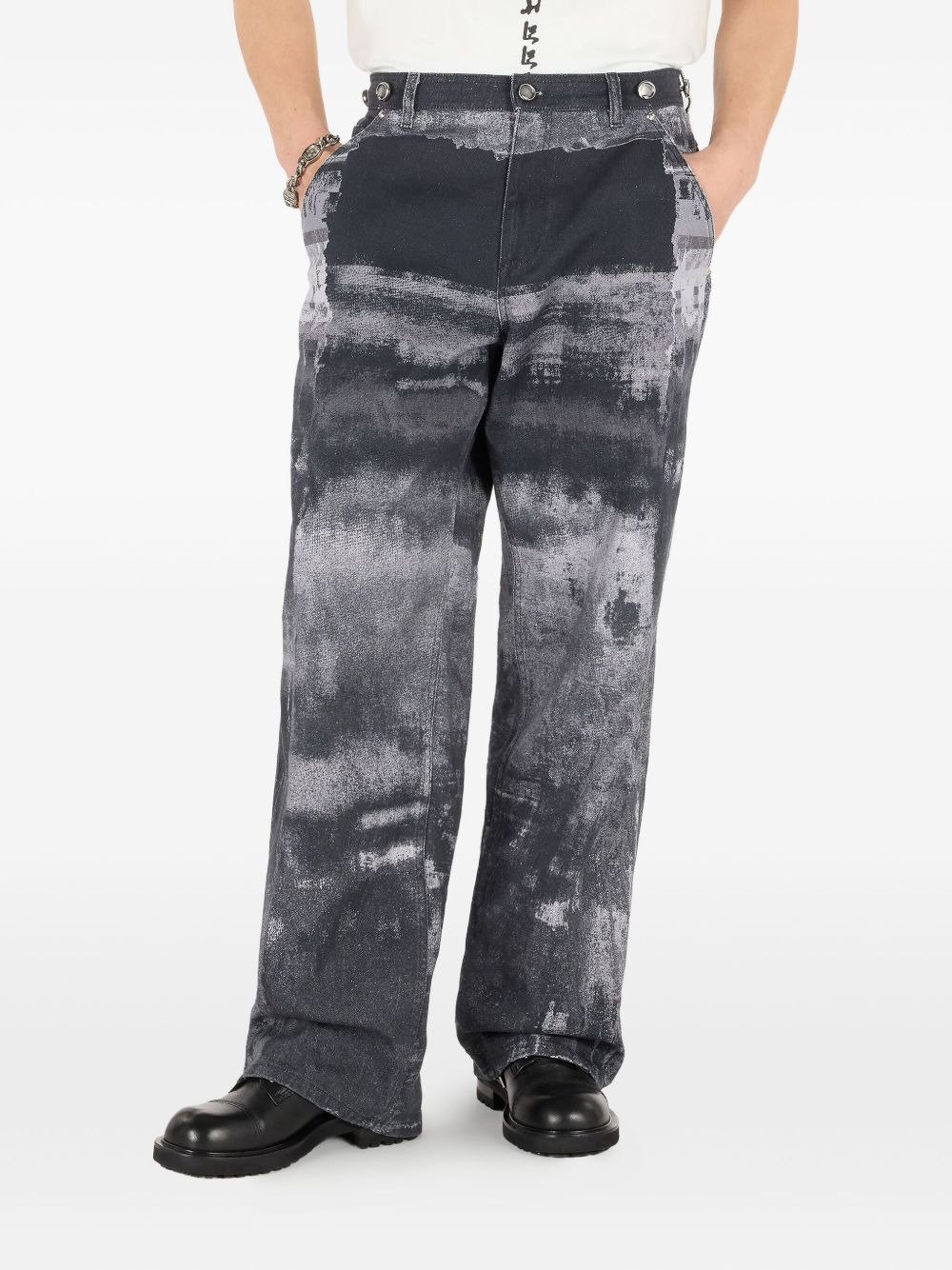 abstract-print cotton trousers - 3