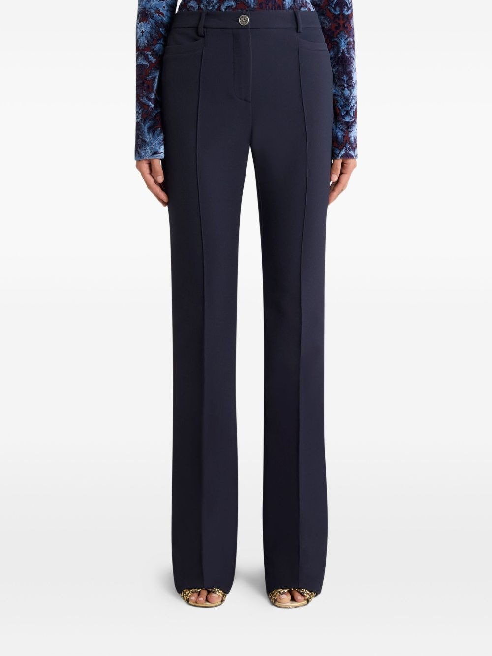 button-fastening flared trousers - 3