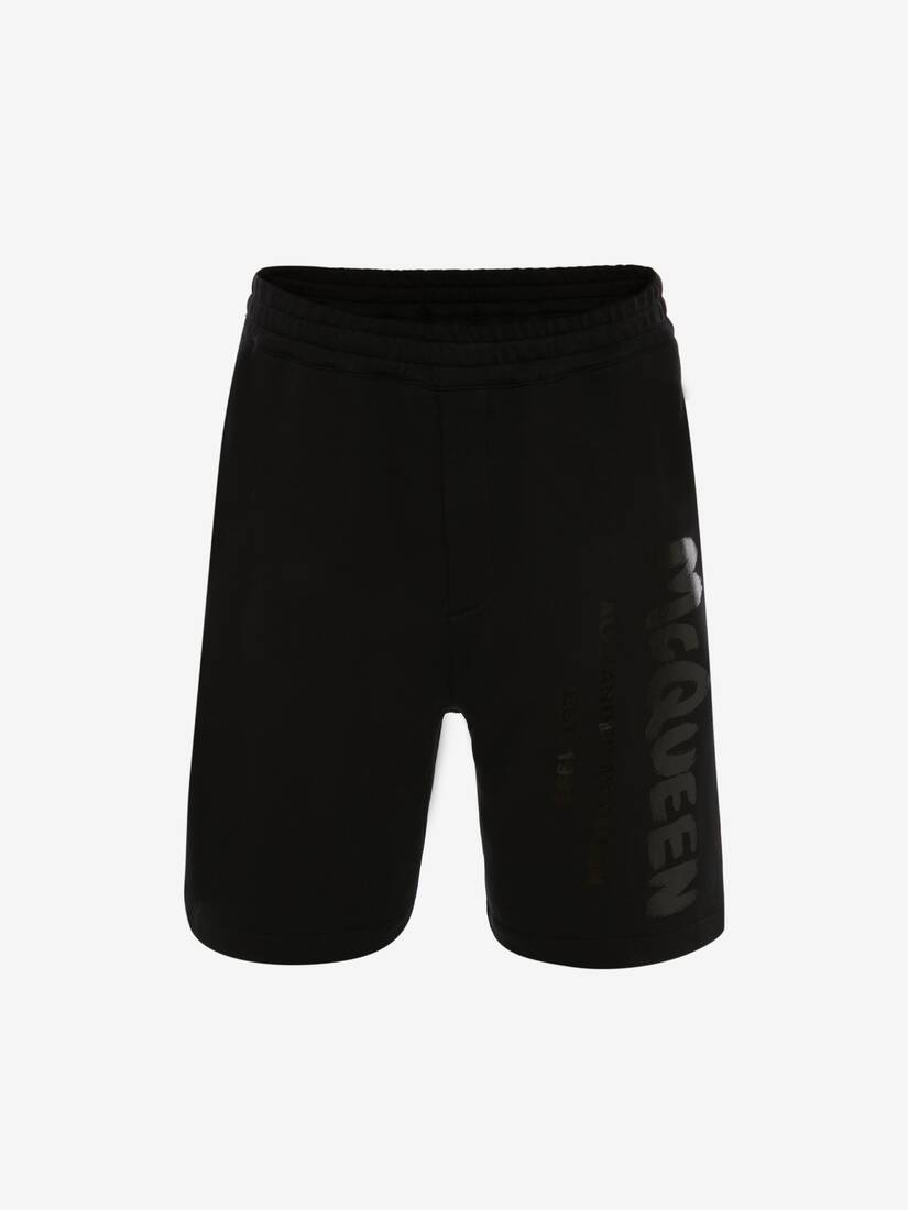 Mcqueen Graffiti Shorts in Black - 1