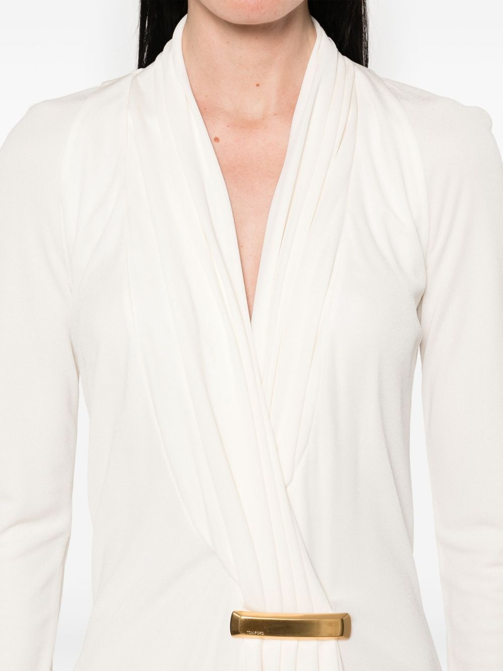 bar-detail V-neck mini dress - 5