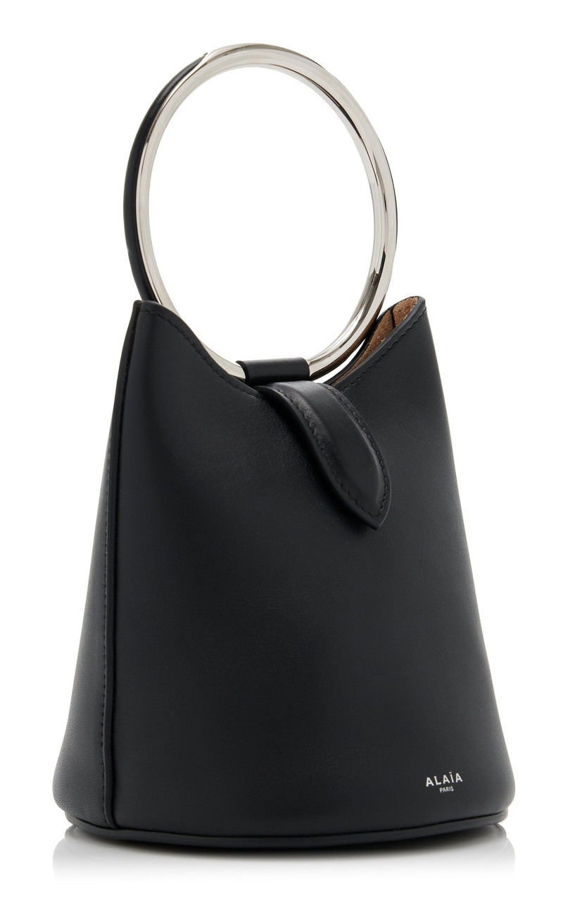 Alaïa Mini Ring Leather Bucket Bag black outlook