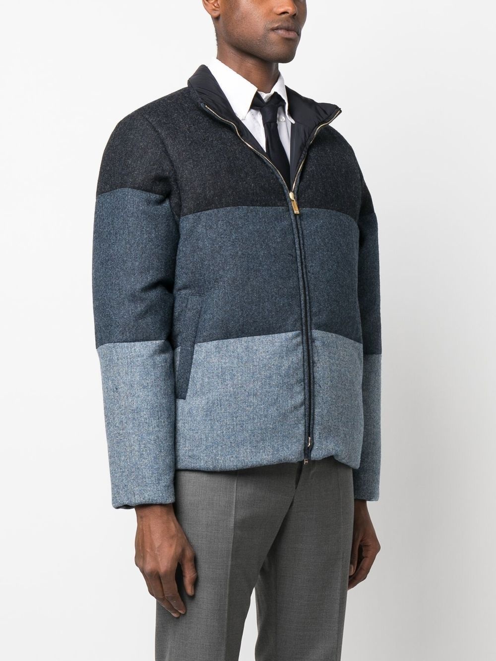 colour-block panel padded jacket - 3
