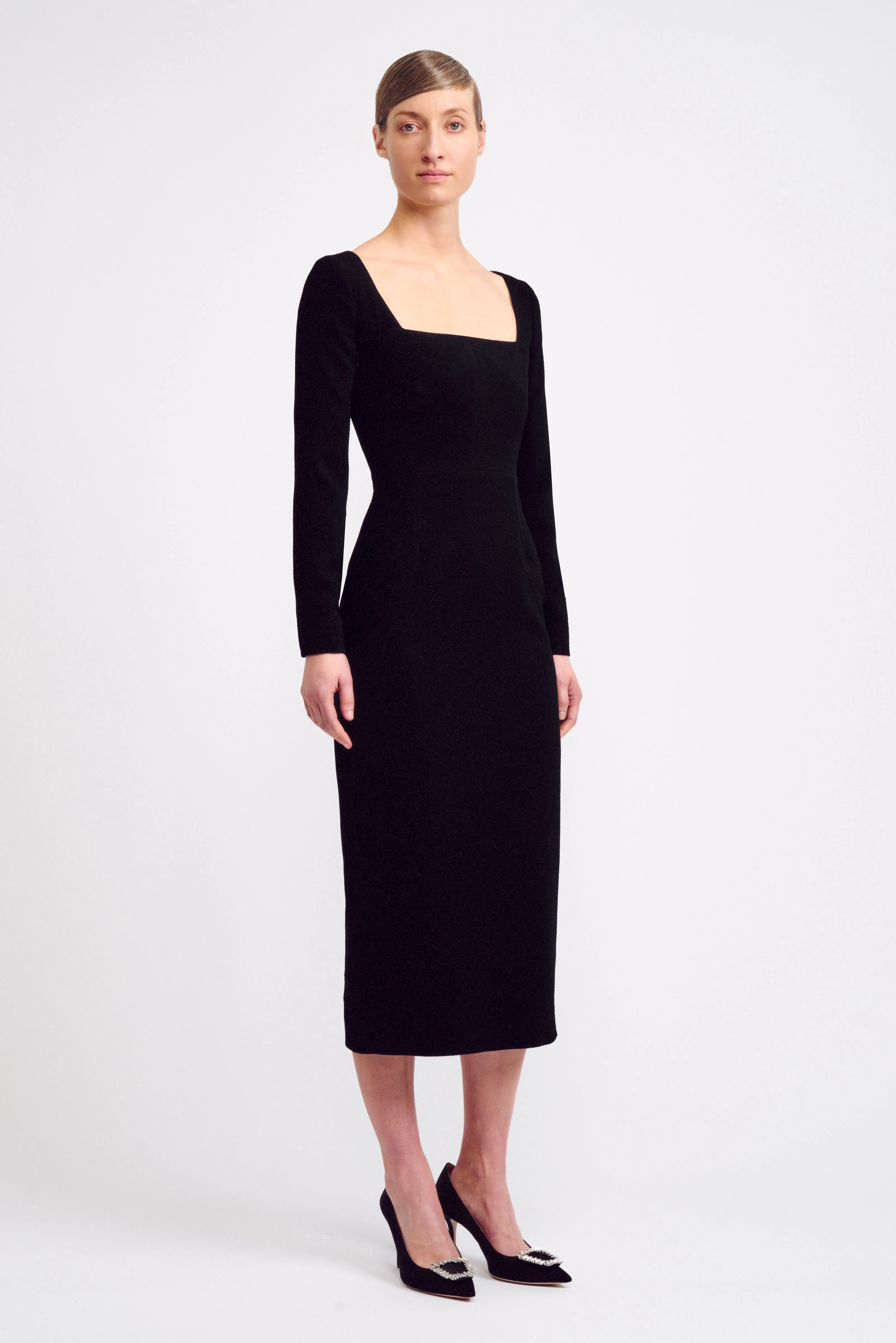 Erletta Dress in Black Double Crepe - 1
